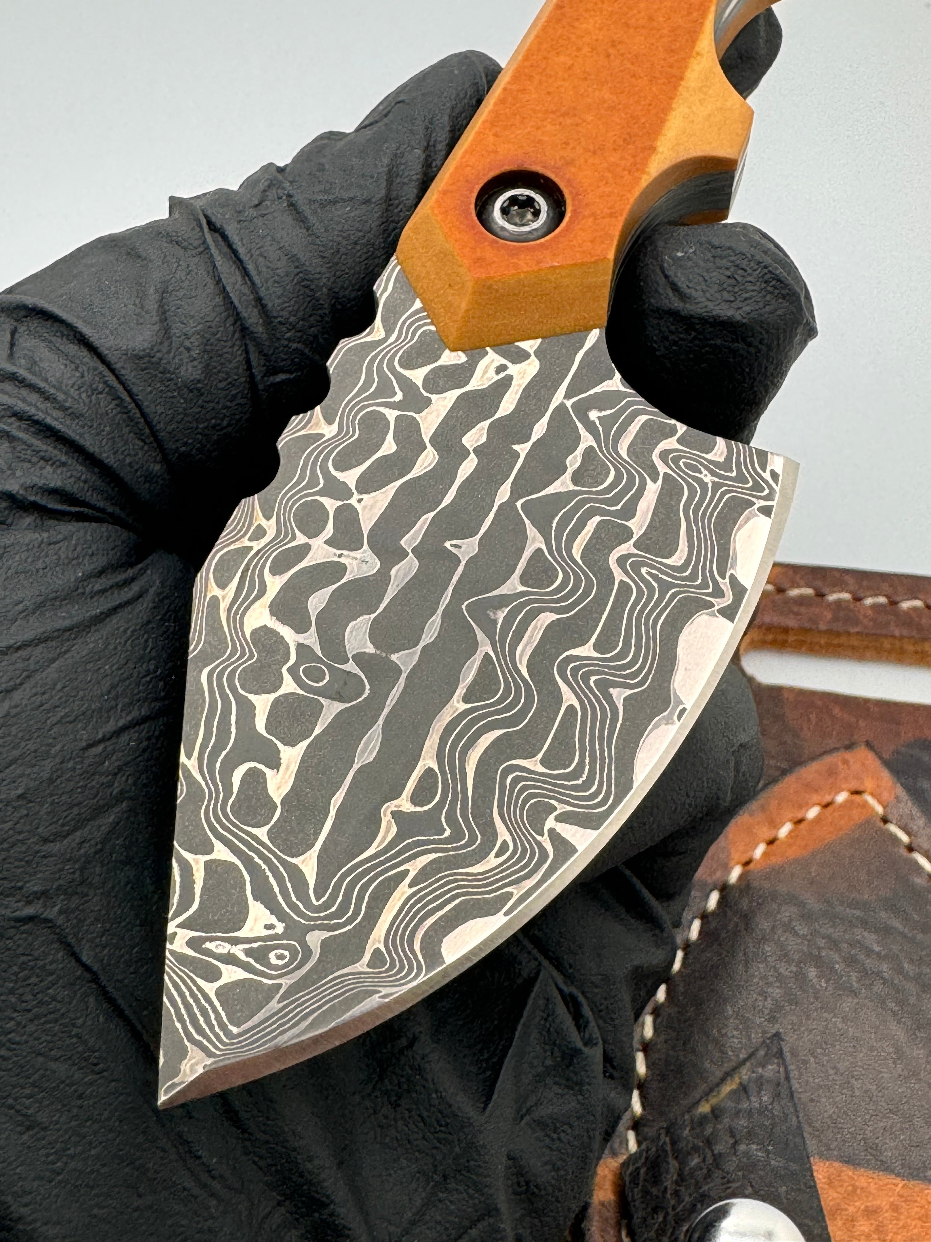 Armor Core Intrepid Damascus/Vintage Cheddar Micarta HawkFeather – HNC