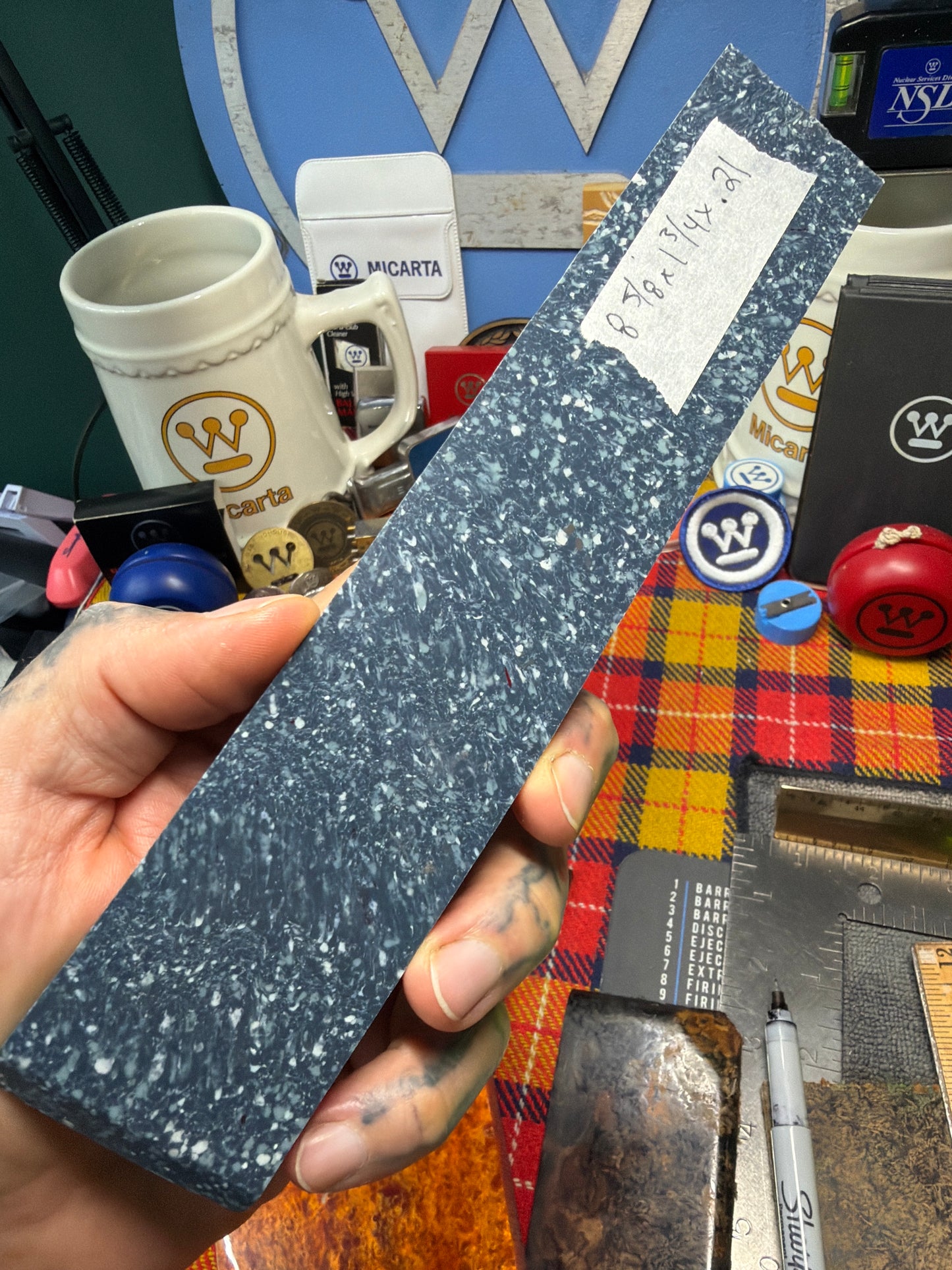 Antique Speckled Blue/White Philite Slab 8 5/8" x 1 3/4" x 3/16"