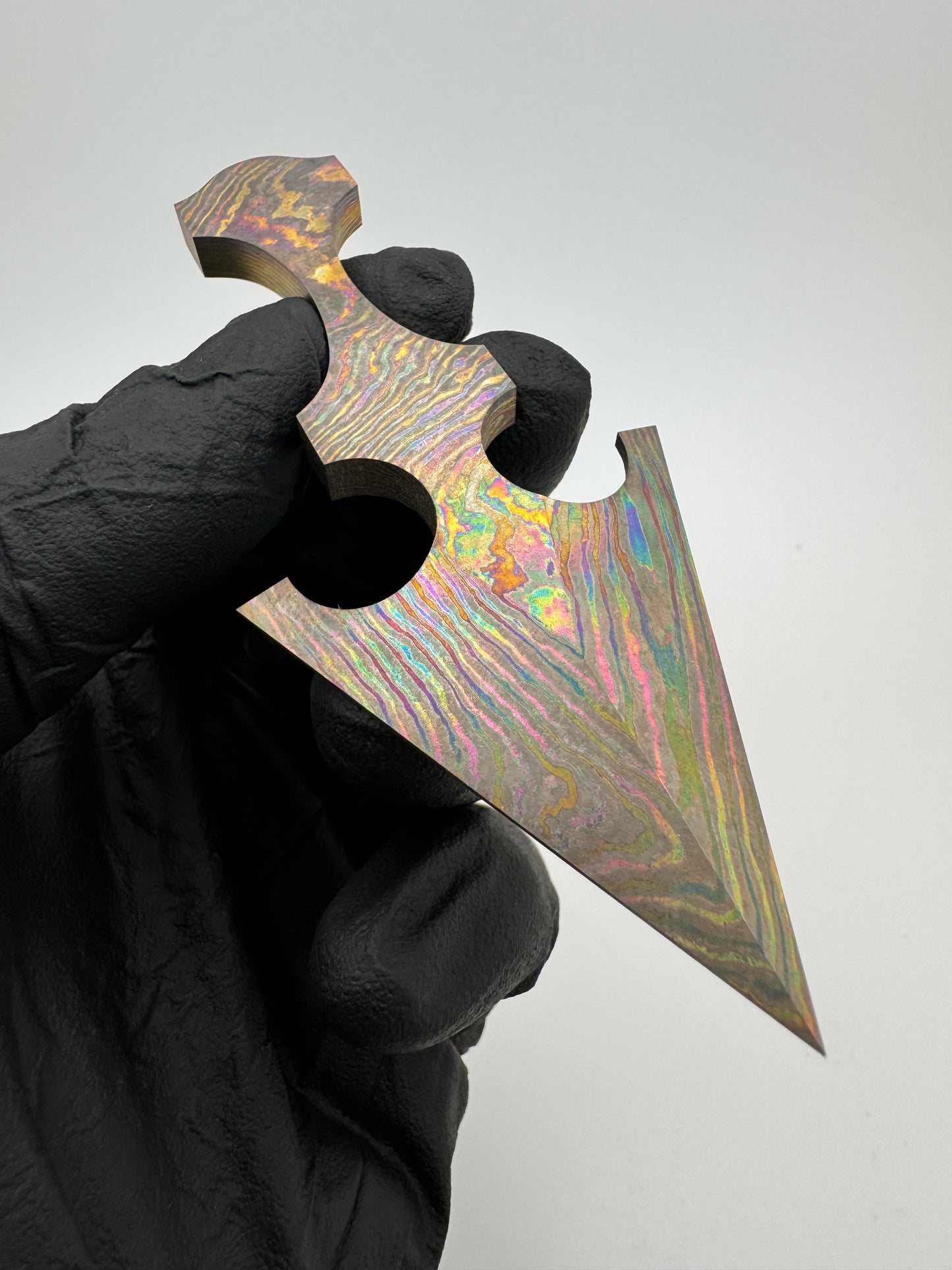 Titanium Damascus Talon Necker (Flame-Anodized)