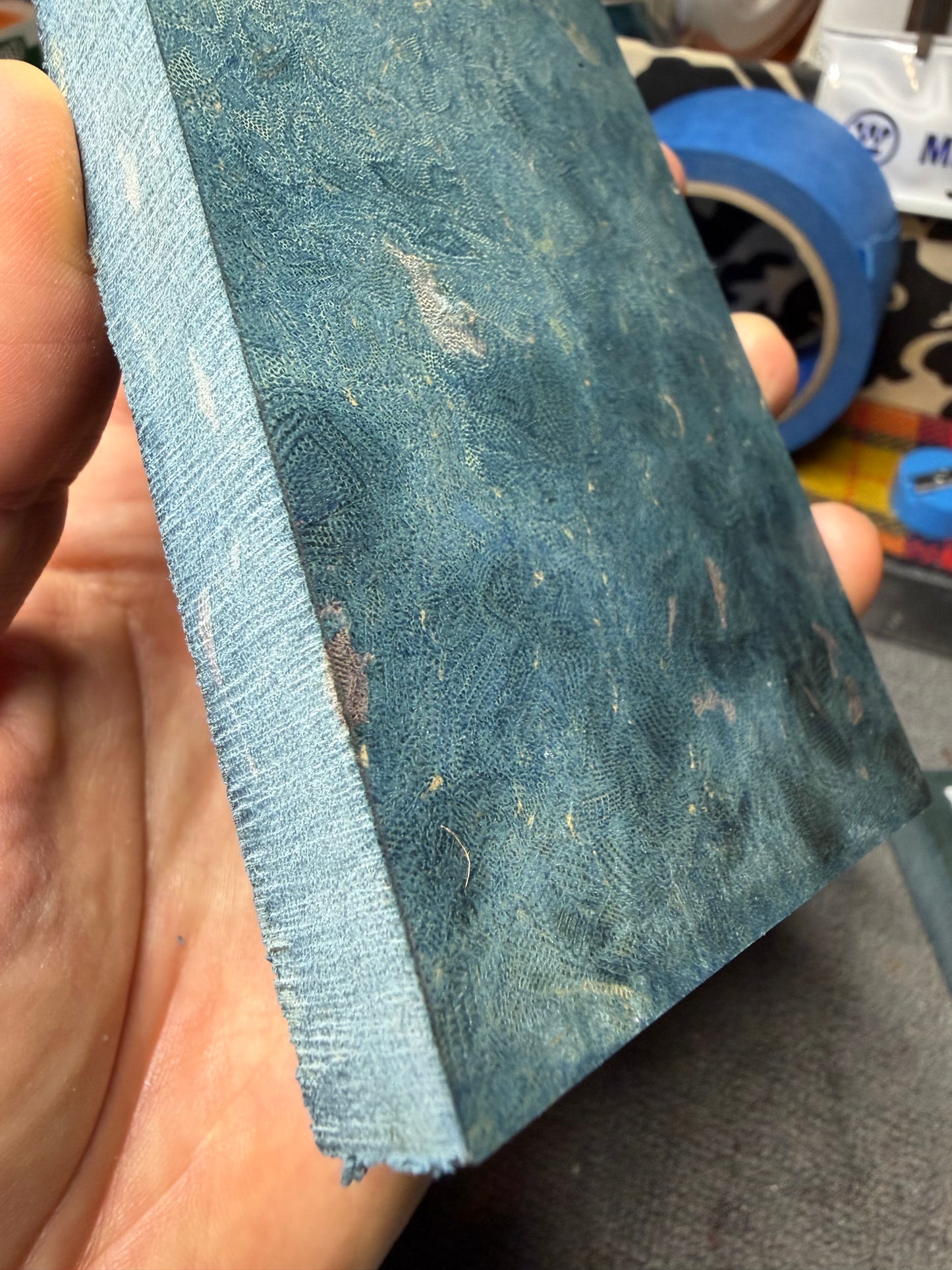 Vintage Blue Rag Micarta BR6A 6”x3”x.57”