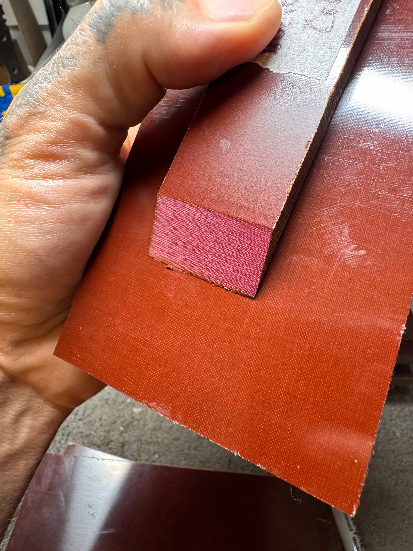 Vintage Coral Linen (Bob Dozier) 5 3/4" x 3" x .27"