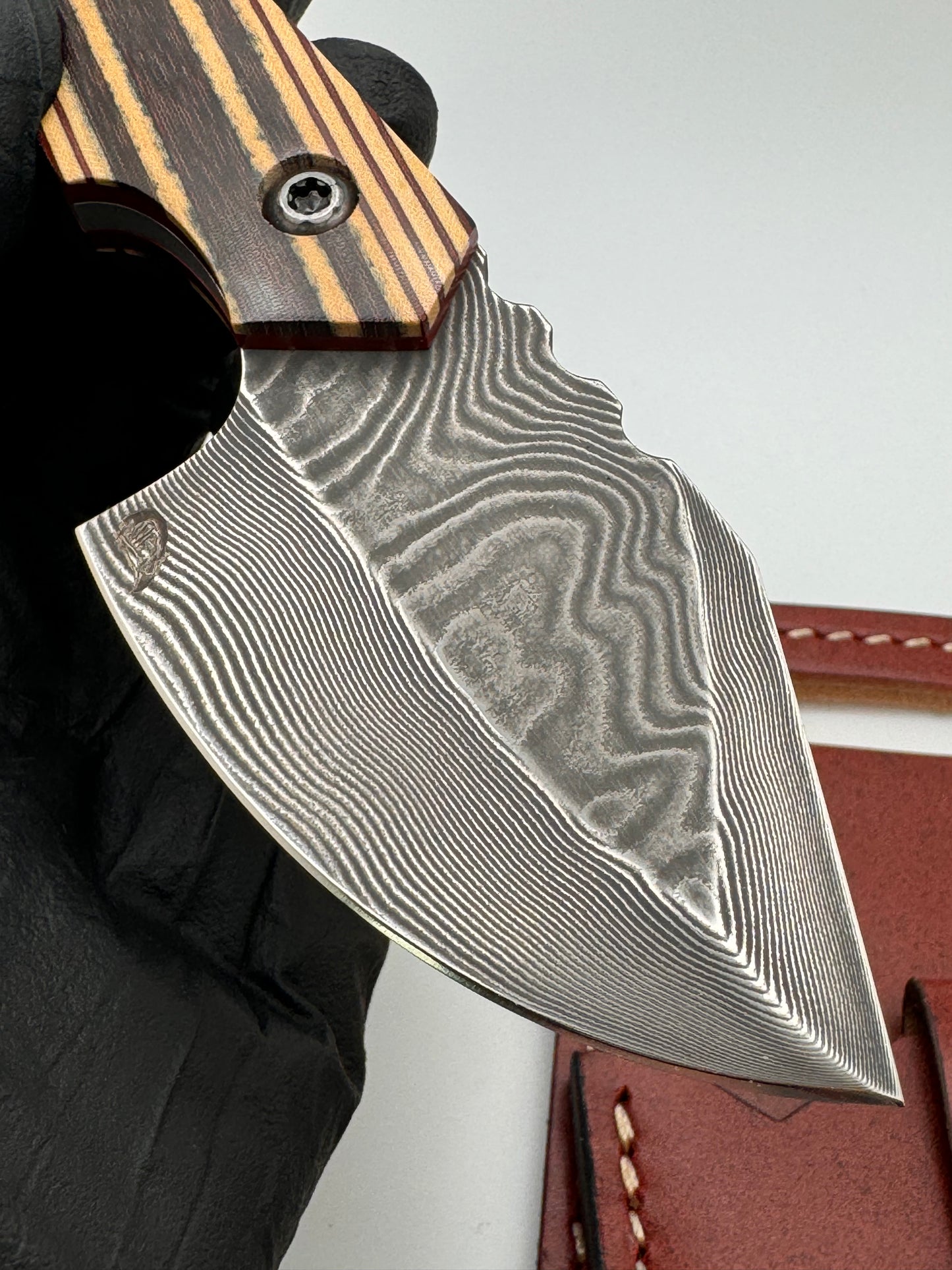 Wild Stainless Damascus/Westinghouse Prototype Linen HawkFeather