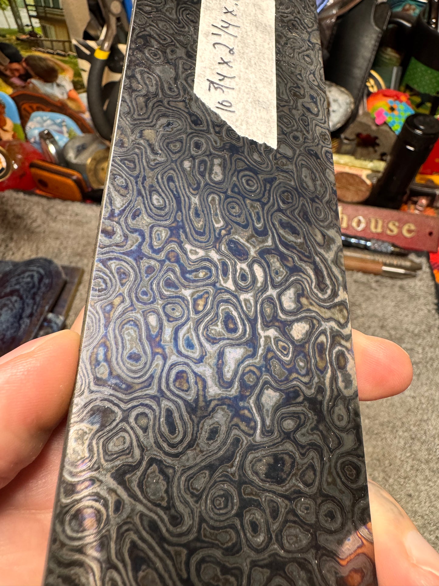 AKS Moire Black Top Timascus 10 3/4” x 2 1/4” x .165”