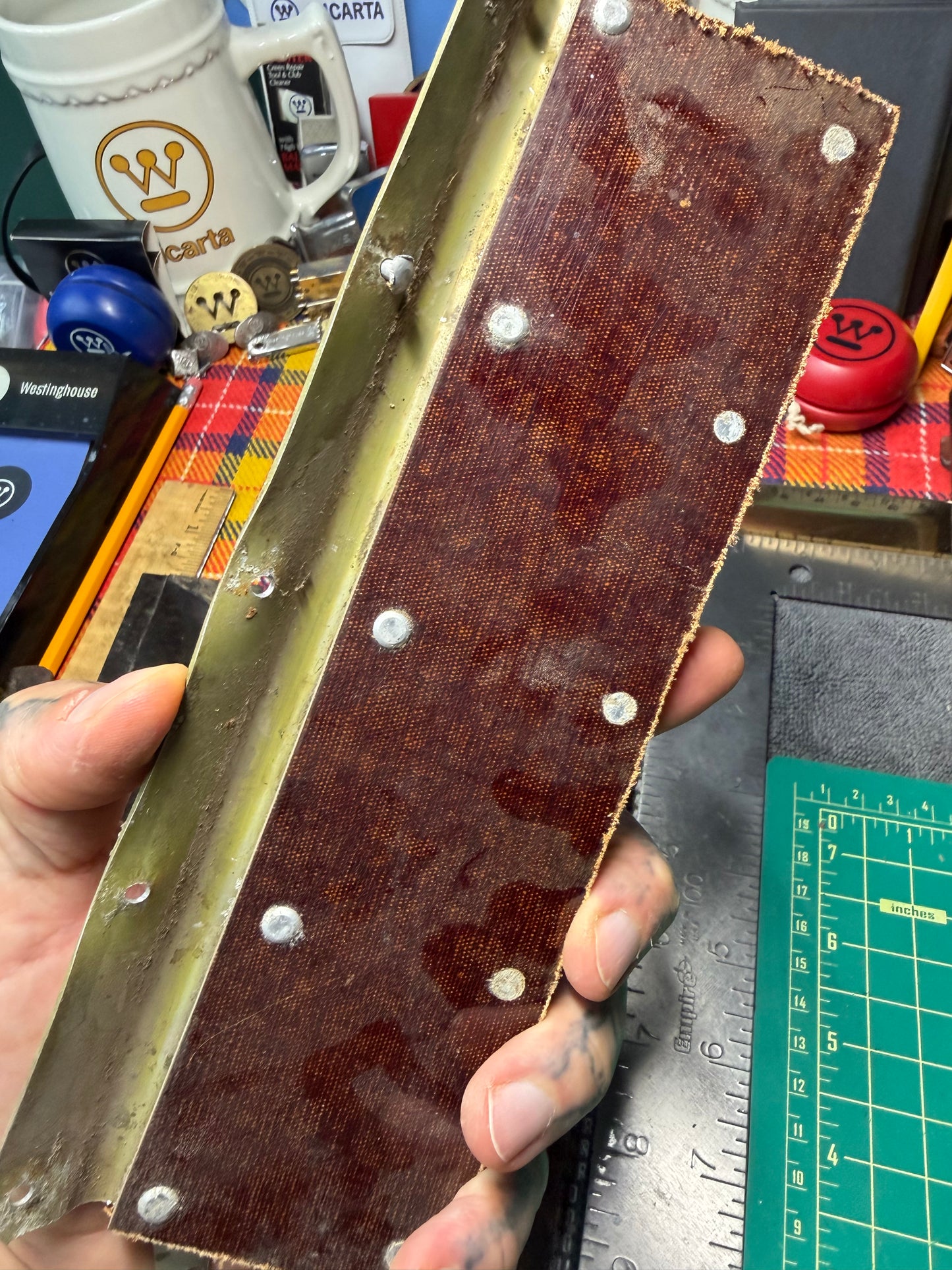 WWII German Multi-Tone Rag Micarta Large Flat Rate Box (63 Pieces)