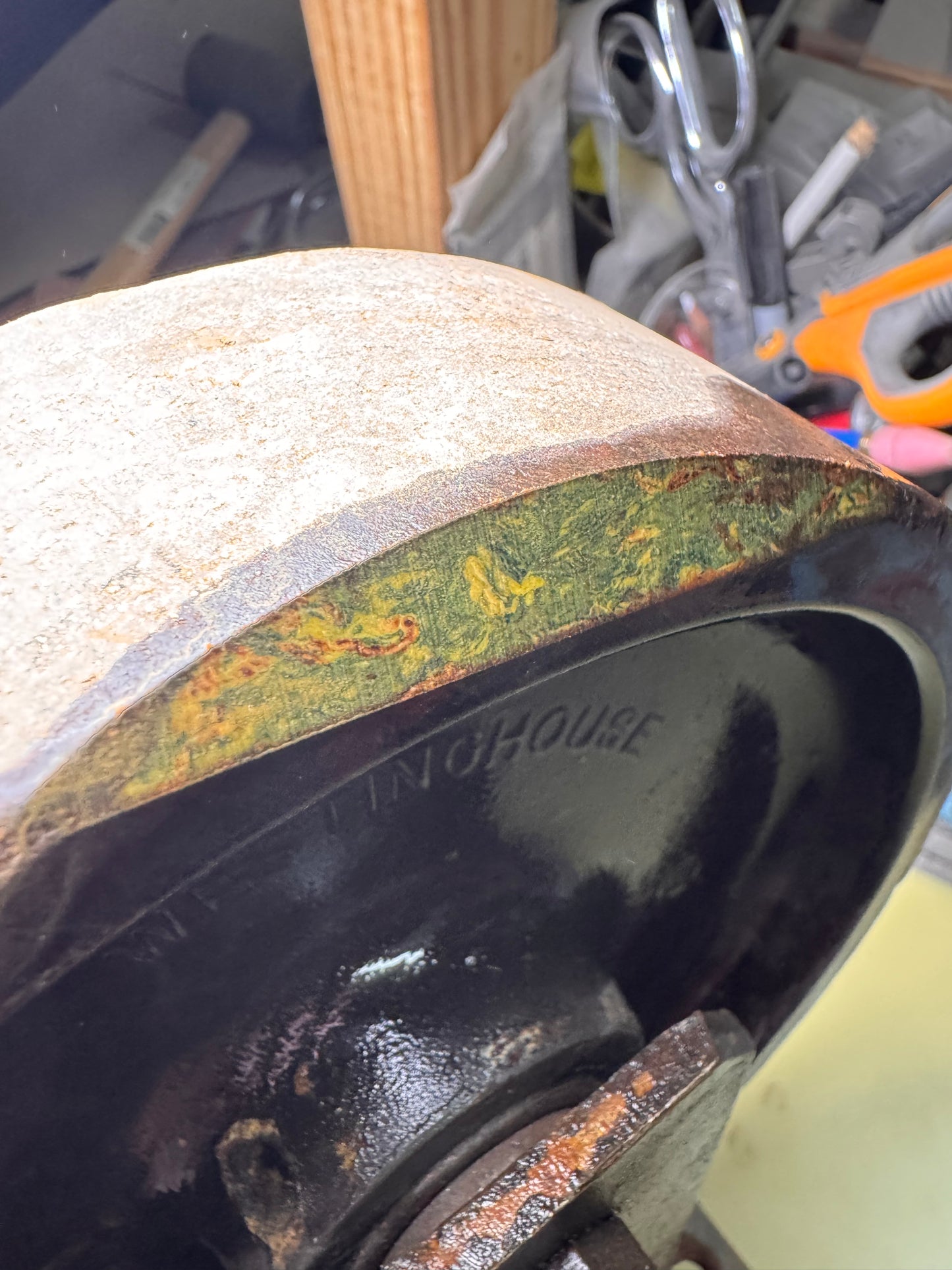 Westinghouse Green Rag Micarta Caster 7 1/2” Diameter