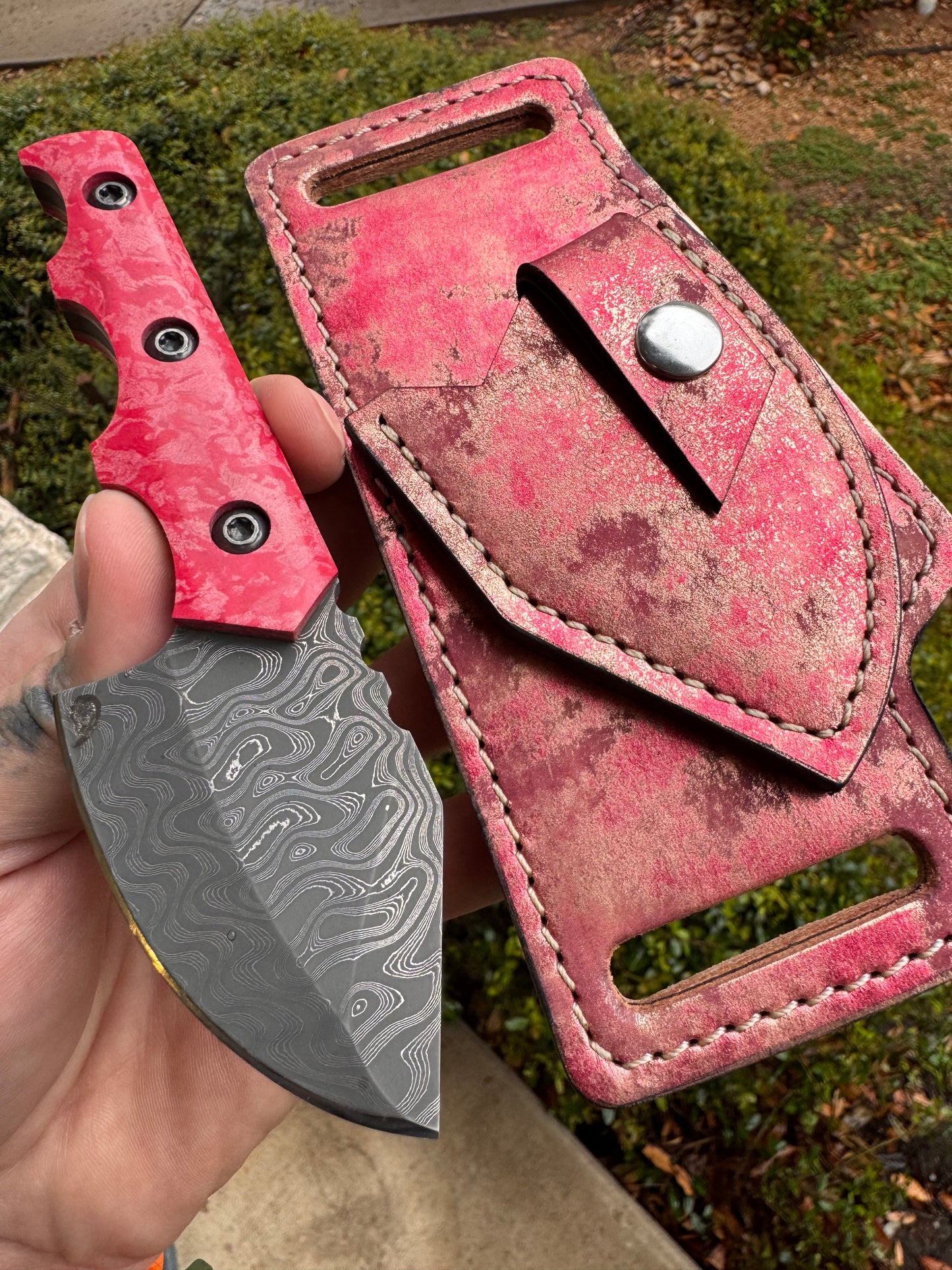 HawkFeather - Nichols Meadow/Vintage Pink Rag Micarta