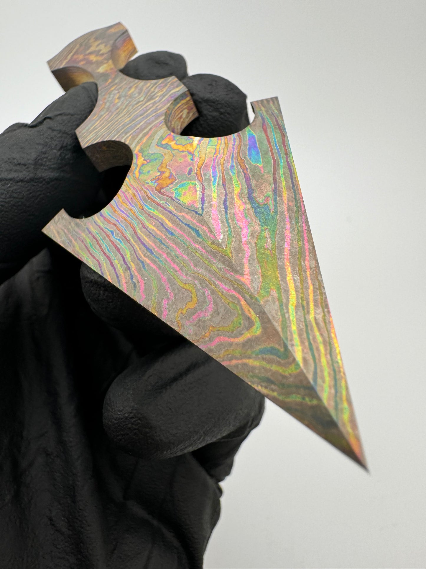Titanium Damascus Talon Necker (Flame-Anodized)