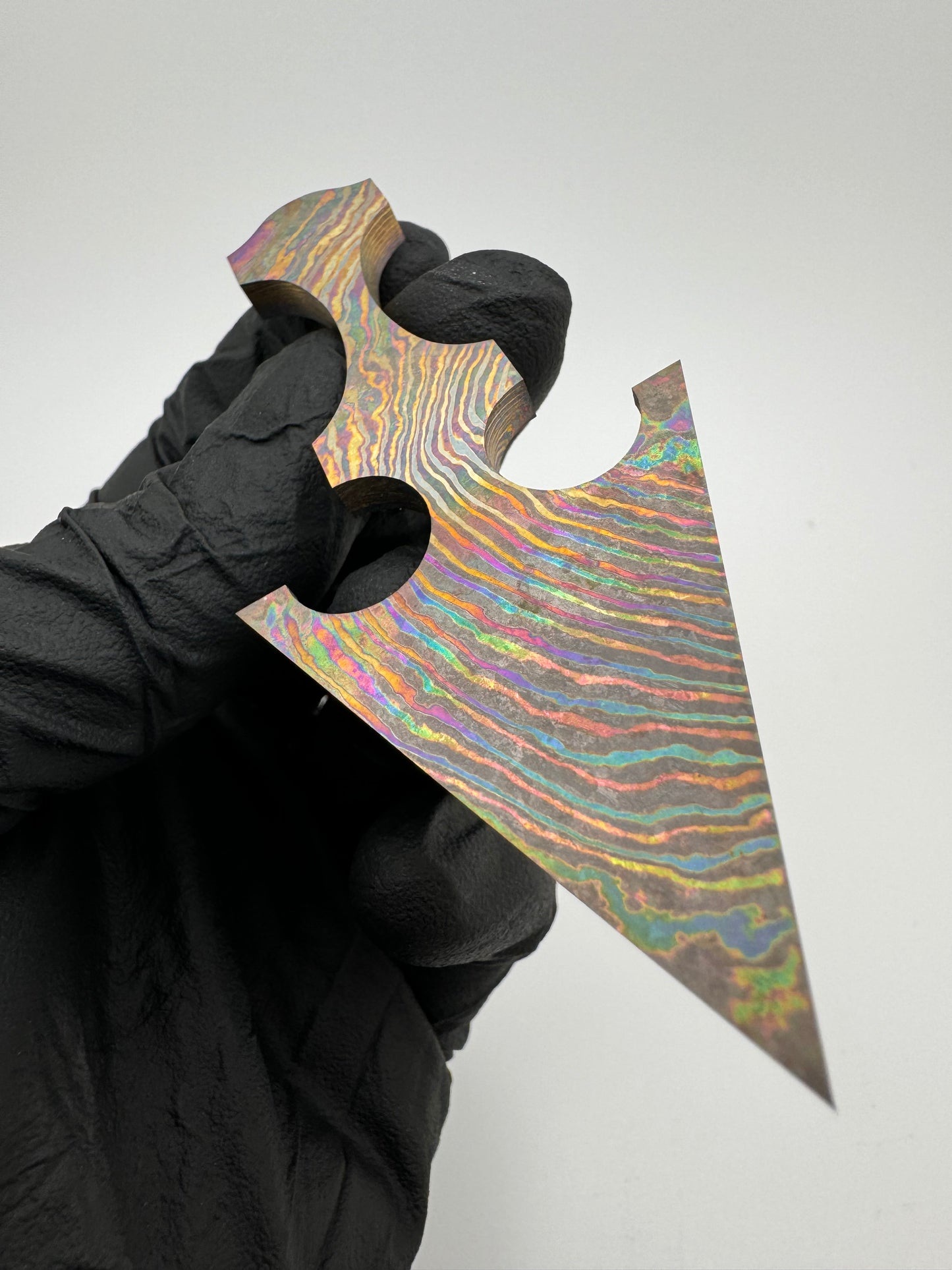 Titanium Damascus Talon Necker (Flame-Anodized)
