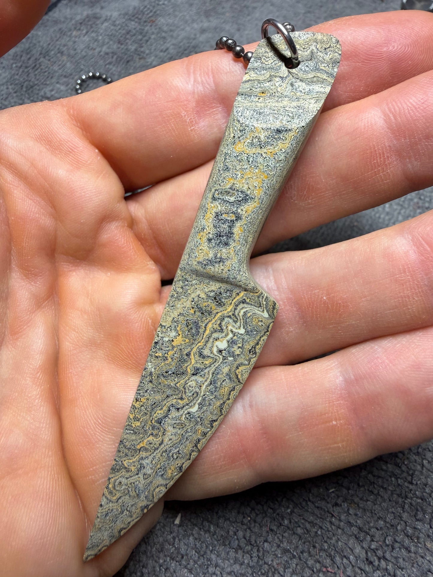 Handmade Caterpillar Fordite Pendant