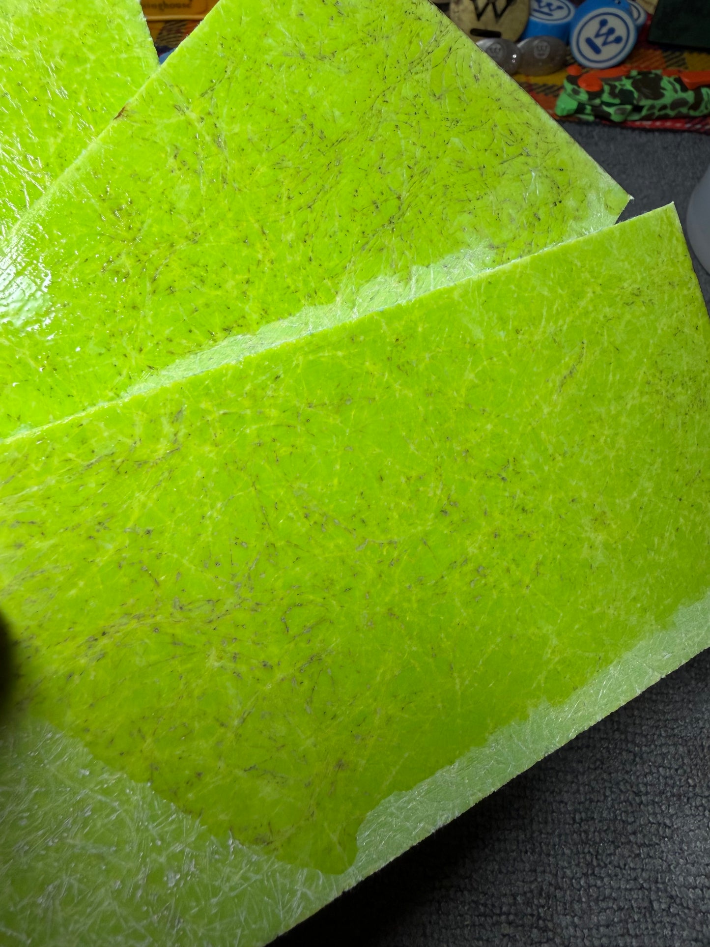 Vintage Green Layered Spun Glass 5” x 2 15/16” x 1/4”