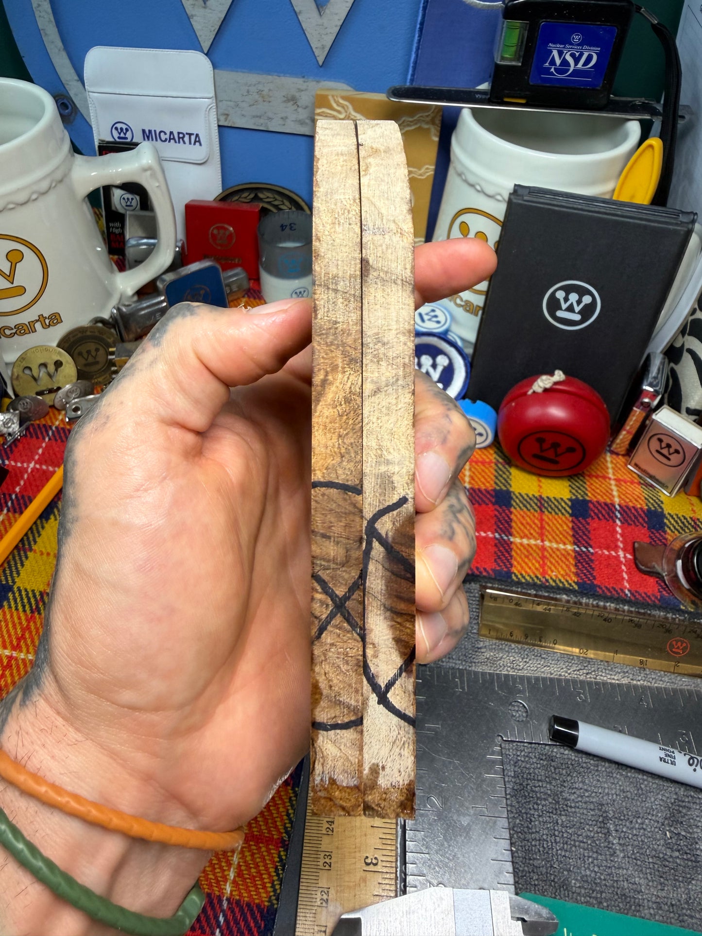 Spalted Turkish Walnut Burl Scales STW1 5 3/4”x2 1/2”x.33+”