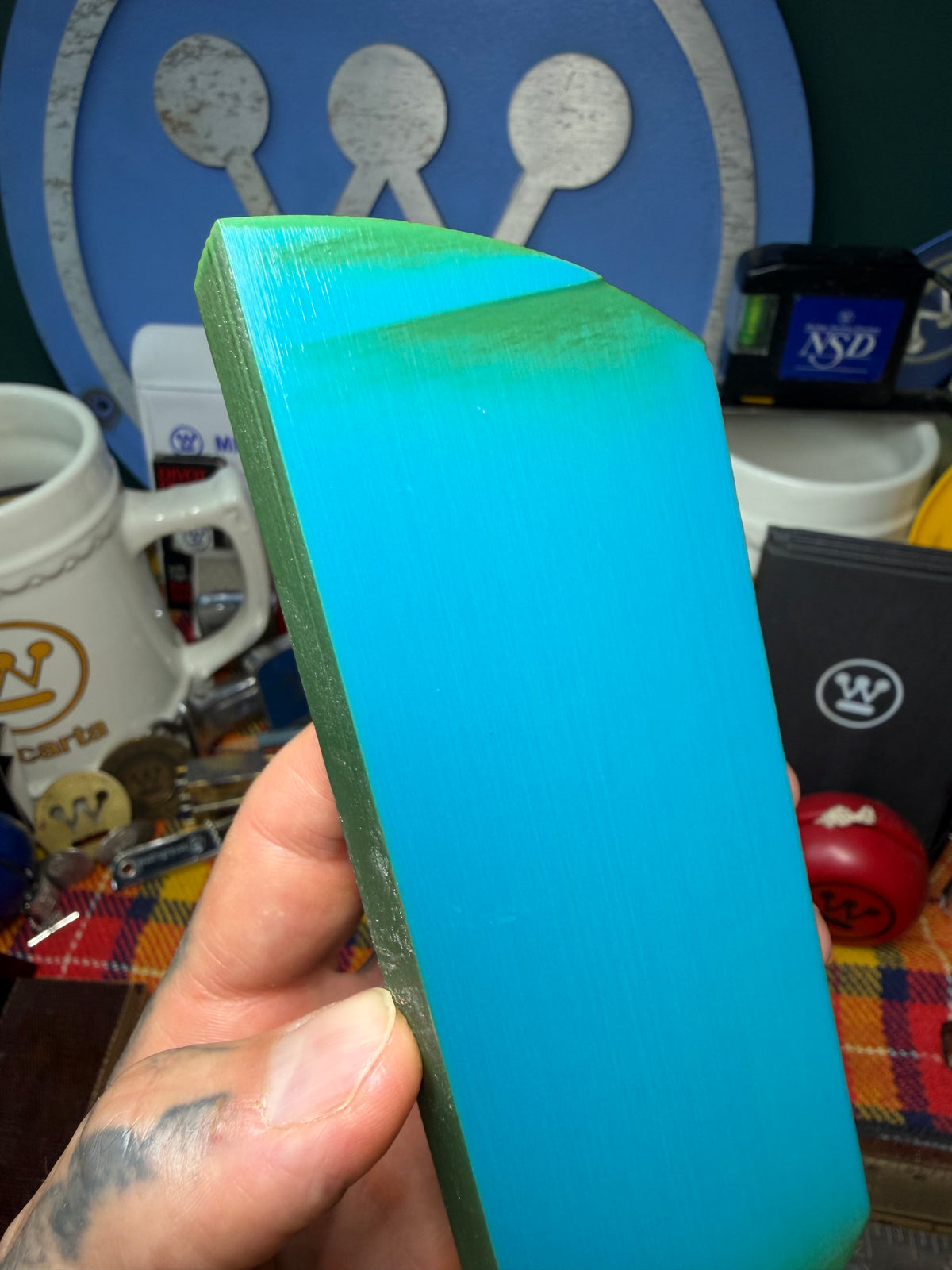 Antique Turquoise Bakelite Block 4 1/2-6" x 2 1/16" x .66”