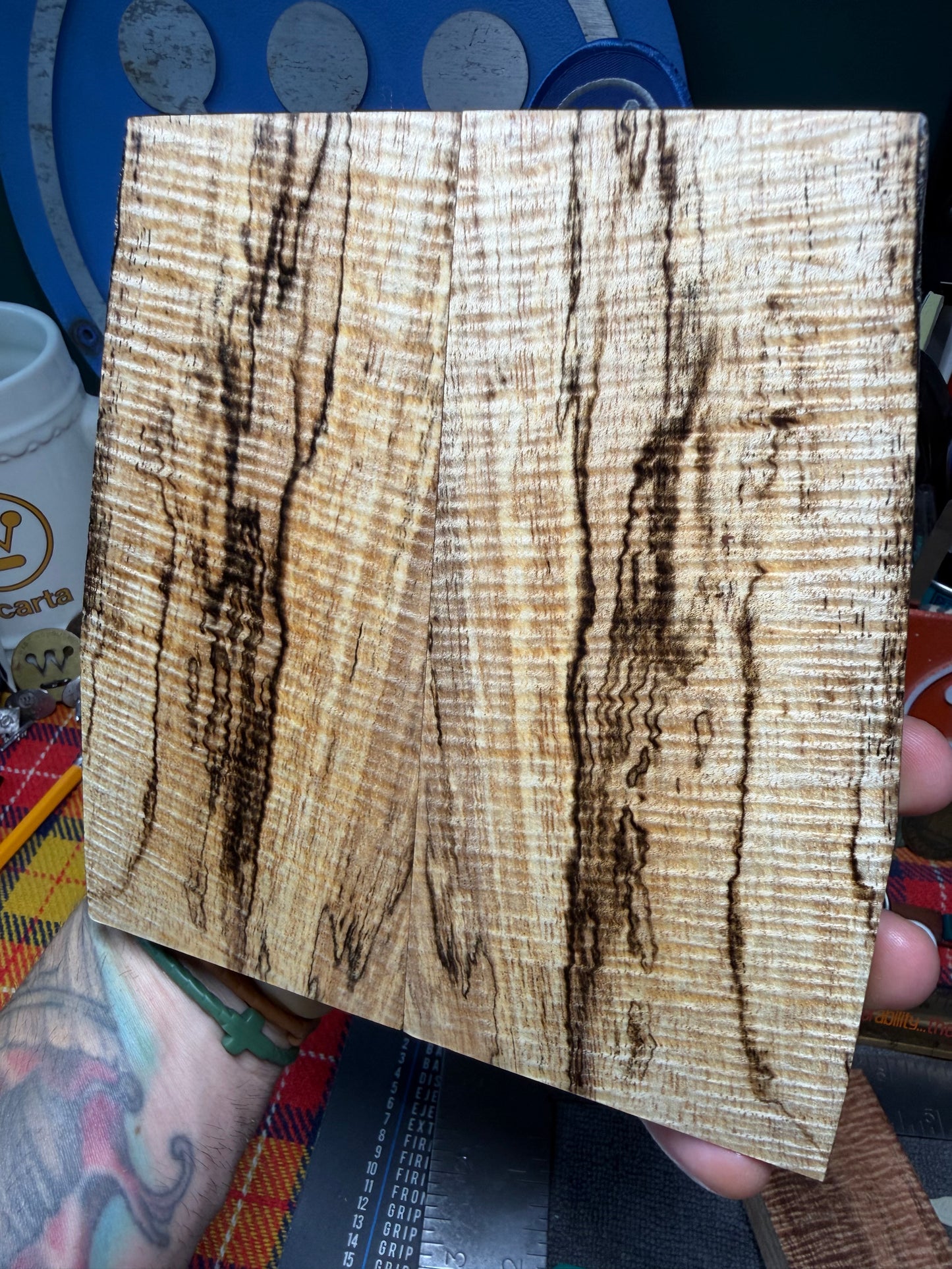 Spalted Curly Koa Scales SK3 6 1/2”x2 1/4-3 1/8”x.44