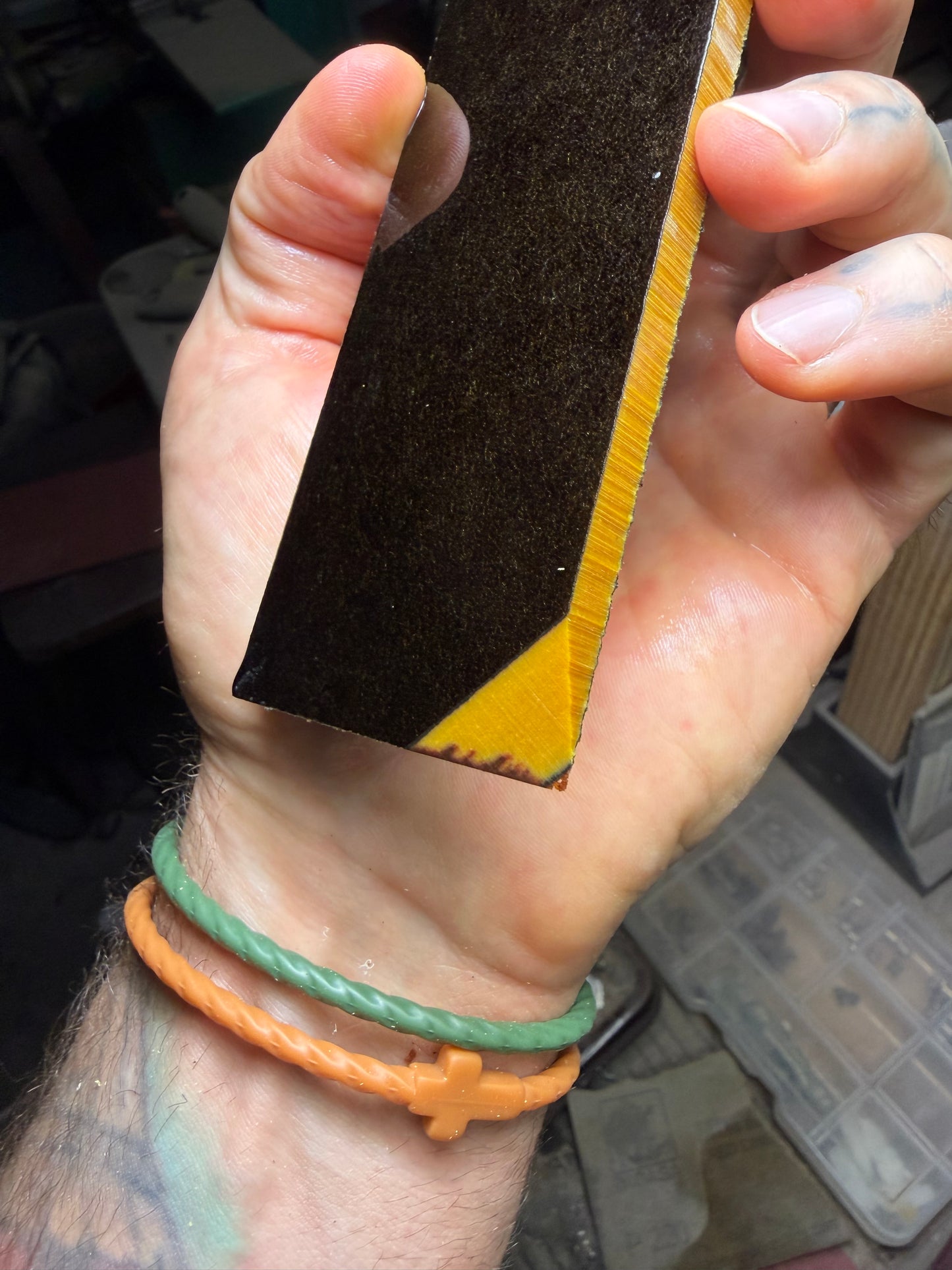 Black Bark Butterscotch Paper Micarta 5” x 2 15/16” x 1/4”