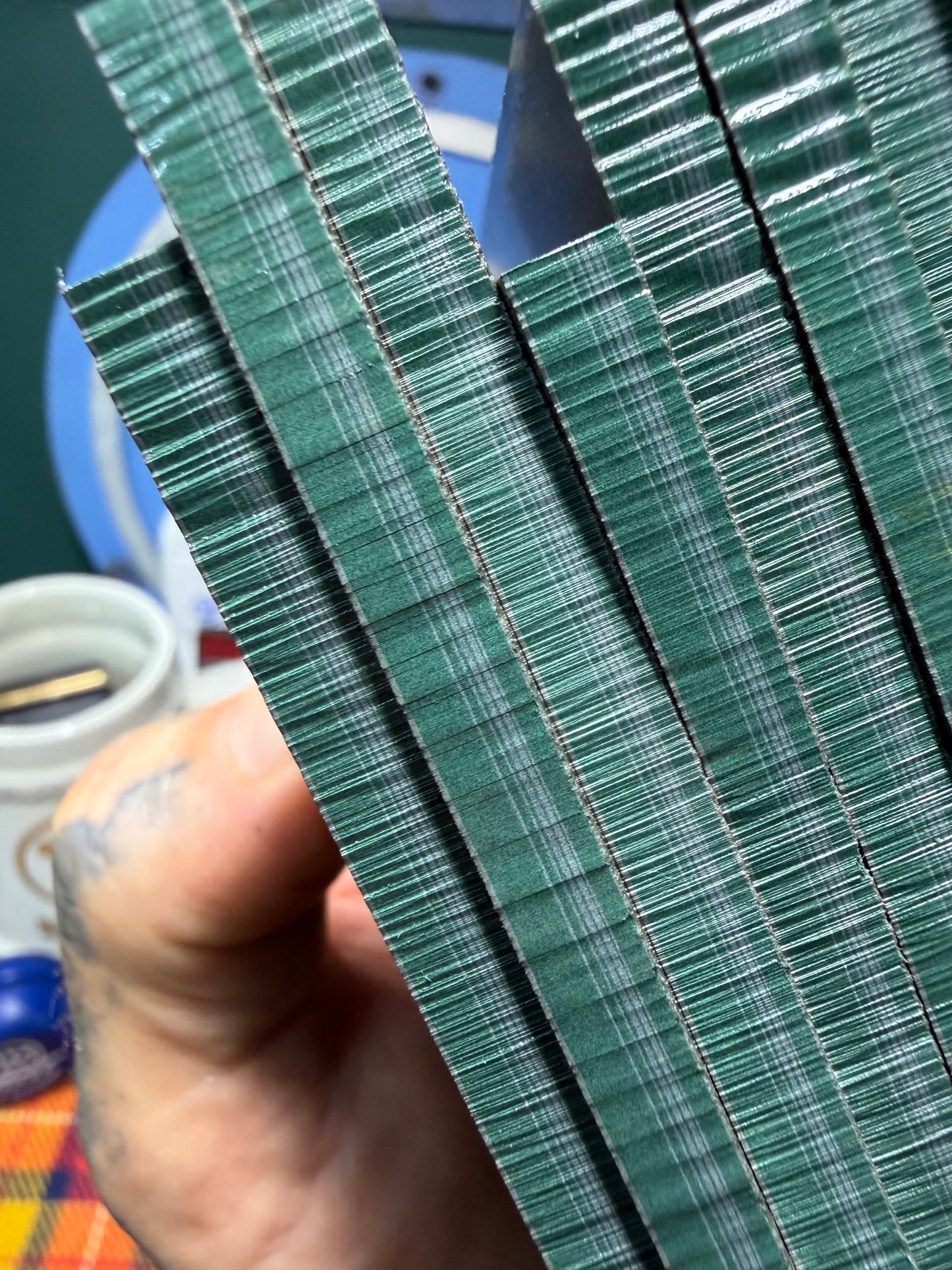 Vintage Emerald Green Paper (5 Grey Lines) 4 15/16" x 2 15/16" x 1/4"