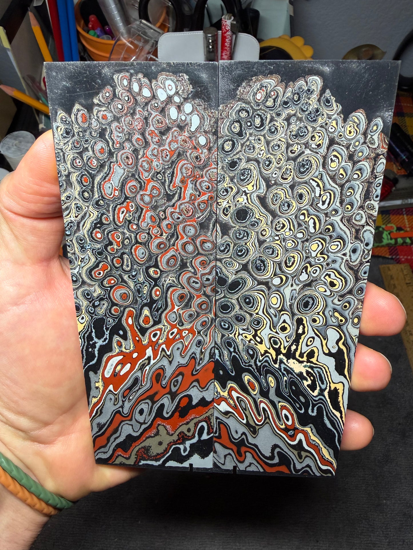 Maritime/Naval Fordite “Eye Burl” Scales 6”x1 15/16”x.27”