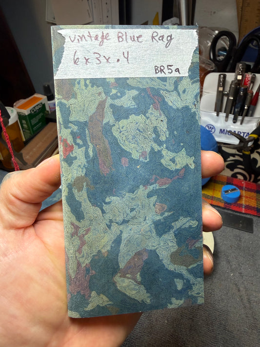 Vintage Blue Rag Micarta BR5A 6”x3”x.4”