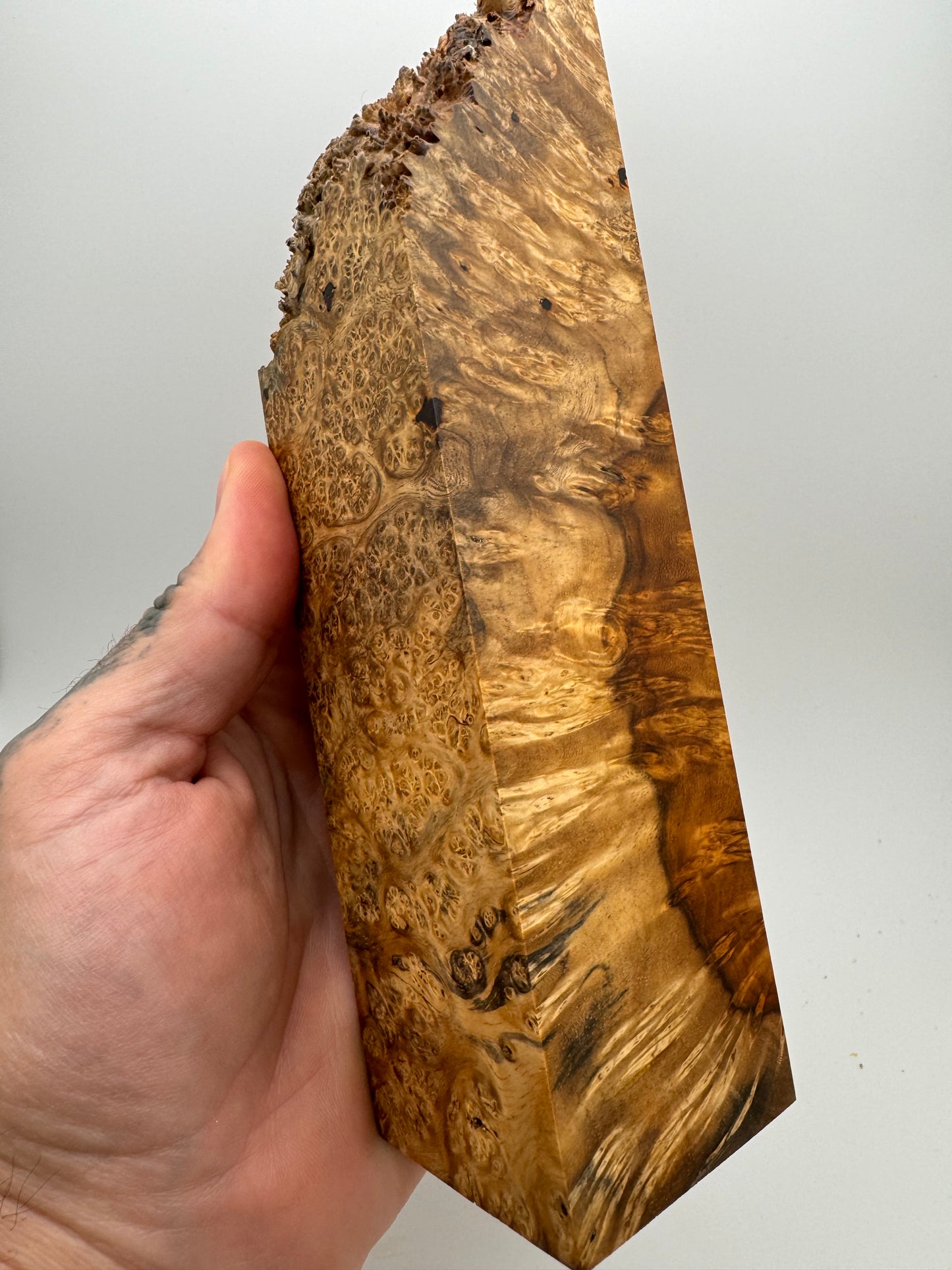Stabilized Live-Edge Heart/Sap Amboyna Burl Block 5 1/2”-7 3/4” x 2” x 1 7/8”
