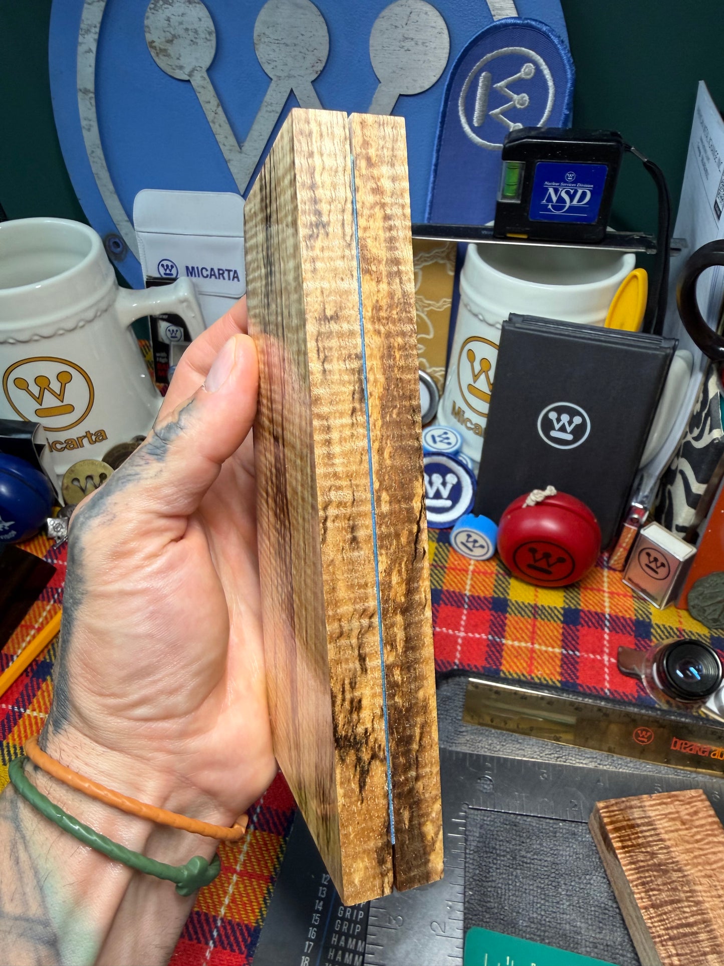 Spalted Curly Koa Scales SK3 6 1/2”x2 1/4-3 1/8”x.44
