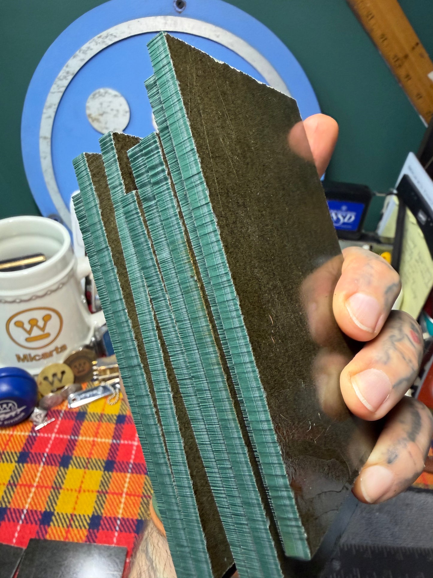 Vintage Emerald Green Paper (5 Grey Lines) 4 15/16" x 2 15/16" x 1/4"