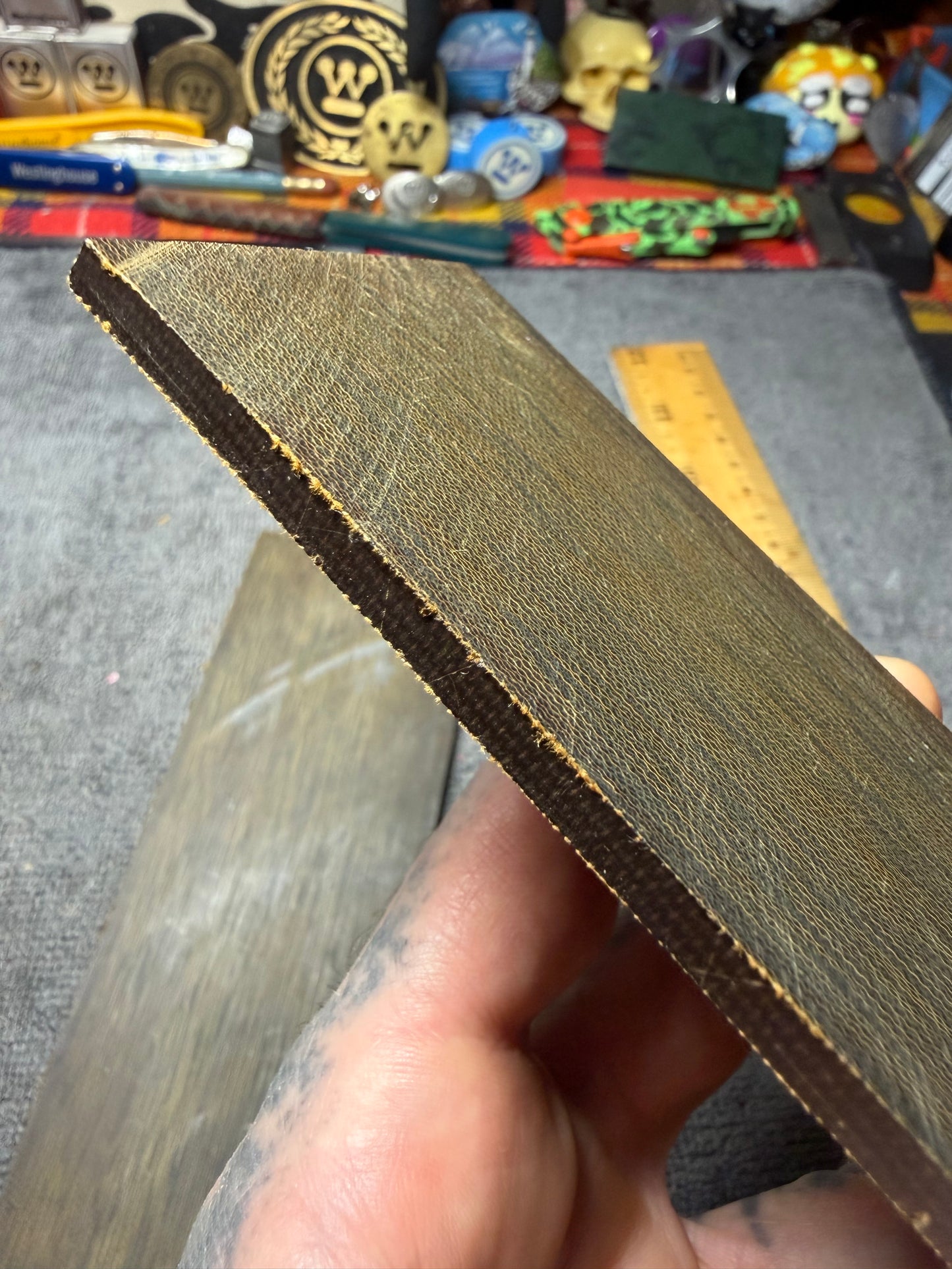 Vintage Westinghouse Cross-Cut OD Green Canvas Slab 9”x2 3/8”x.166”