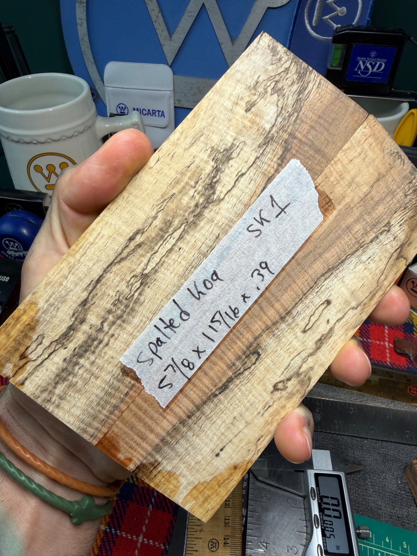 Spalted Curly Koa Scales SK1 5 7/8”x1 15/16”x.39”