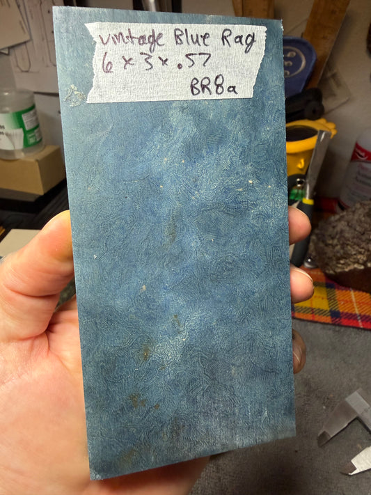 Vintage Blue Rag Micarta BR8A 6”x3”x.57”