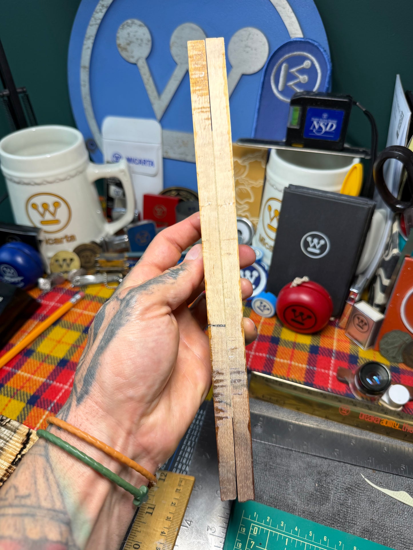 Spalted Curly Koa Scales SK5 8 1/2-10 1/2”x1 7/16-2”x.37