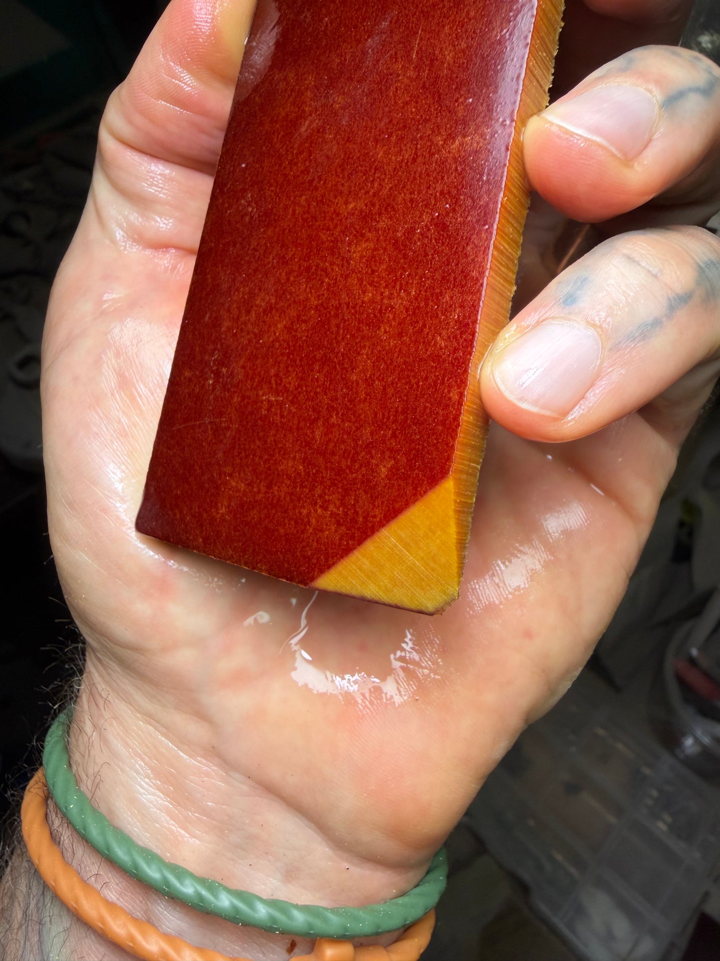 Vintage Bright Butterscotch Paper Micarta 5” x 2 15/16” x .26”