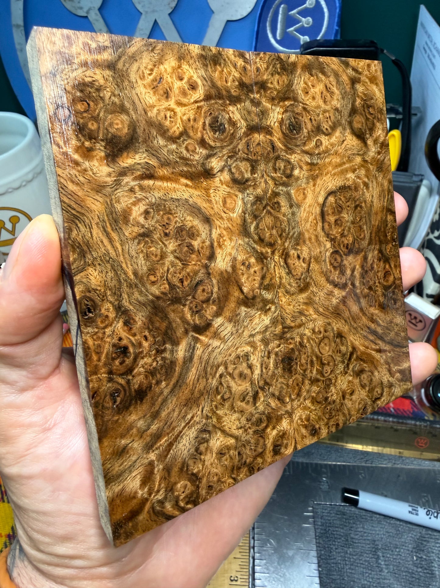 Turkish Walnut Burl Scales TWB2 4 15/16”x2 3/8”x.47”