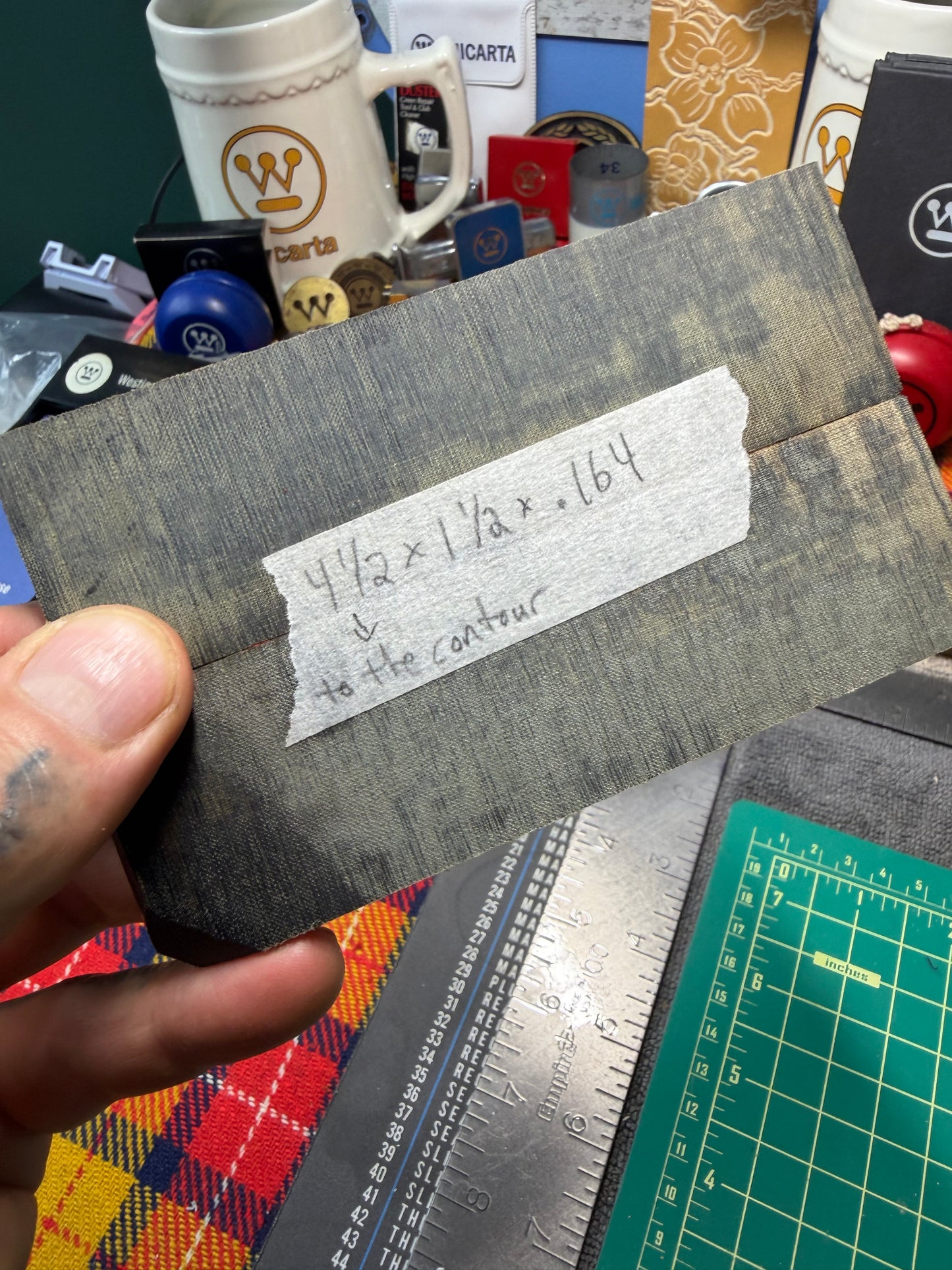 Westinghouse Black/Tan “Watermelon” Layered Linen Scales 4 1/2”x1 1/2”x.164