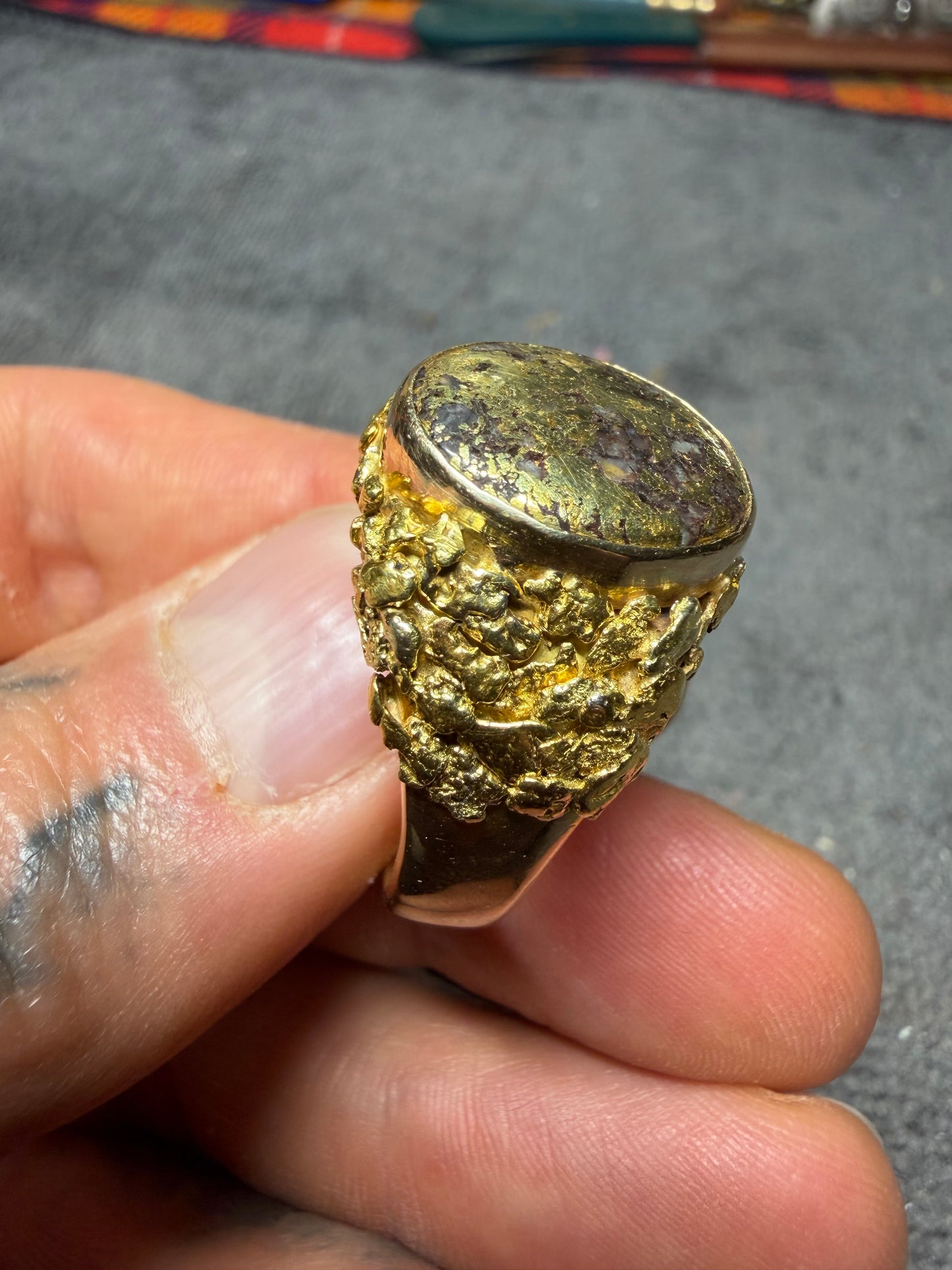 Custom 14kt-24kt Gold Cowboy Ring Size 10 1/2 (26.52 grams)