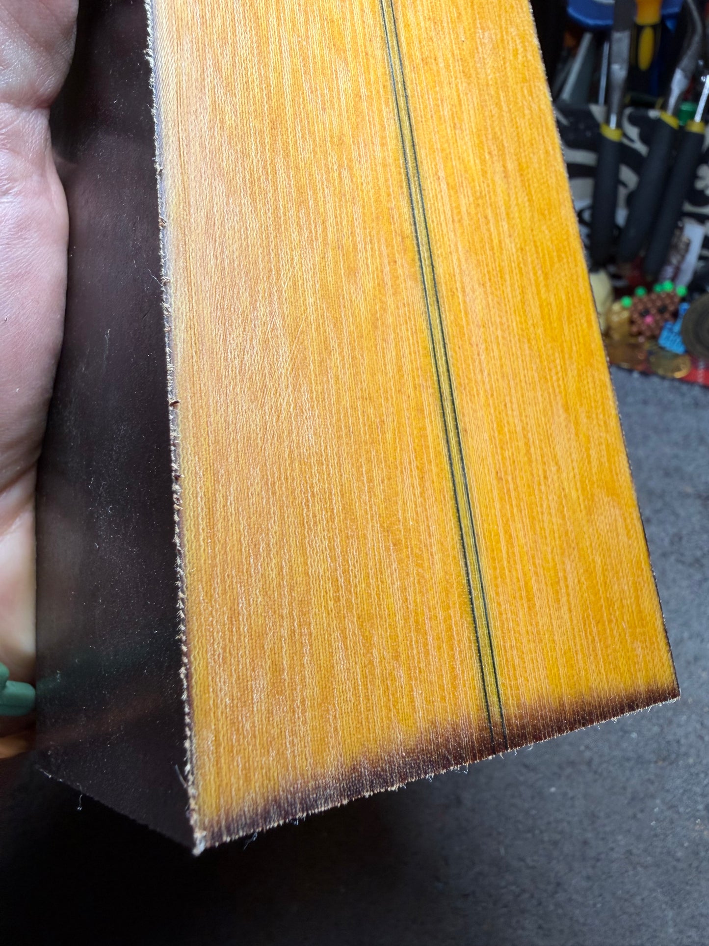 Westinghouse 2 Black-Lined Butterscotch Linen Block 10 5/8”x3 1/16”x2 1/2”