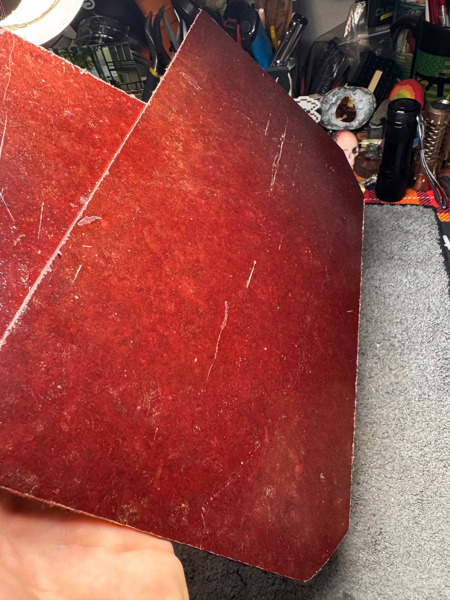 Vintage Red Rag Micarta R1 10 1/4” x 6 1/4” x .16”+