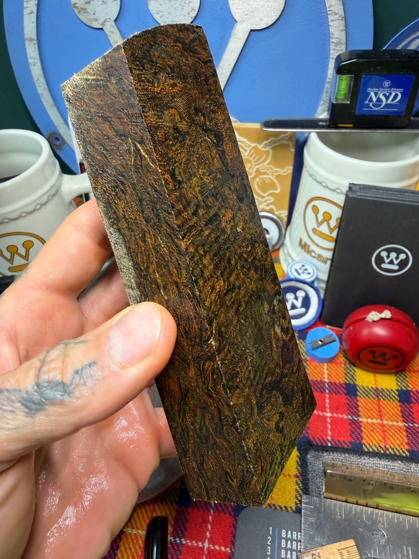 Antique Multi-Tone Rag Micarta Block 5”x2”x.96”