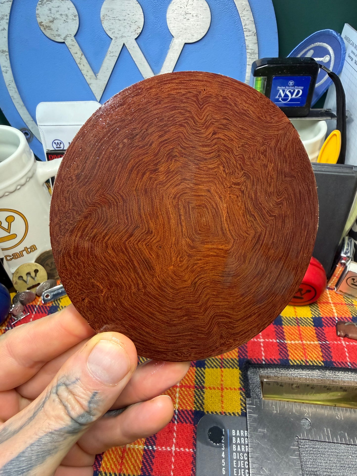 Westinghouse “Crushed” Butterscotch Linen Round 5”x1/4”