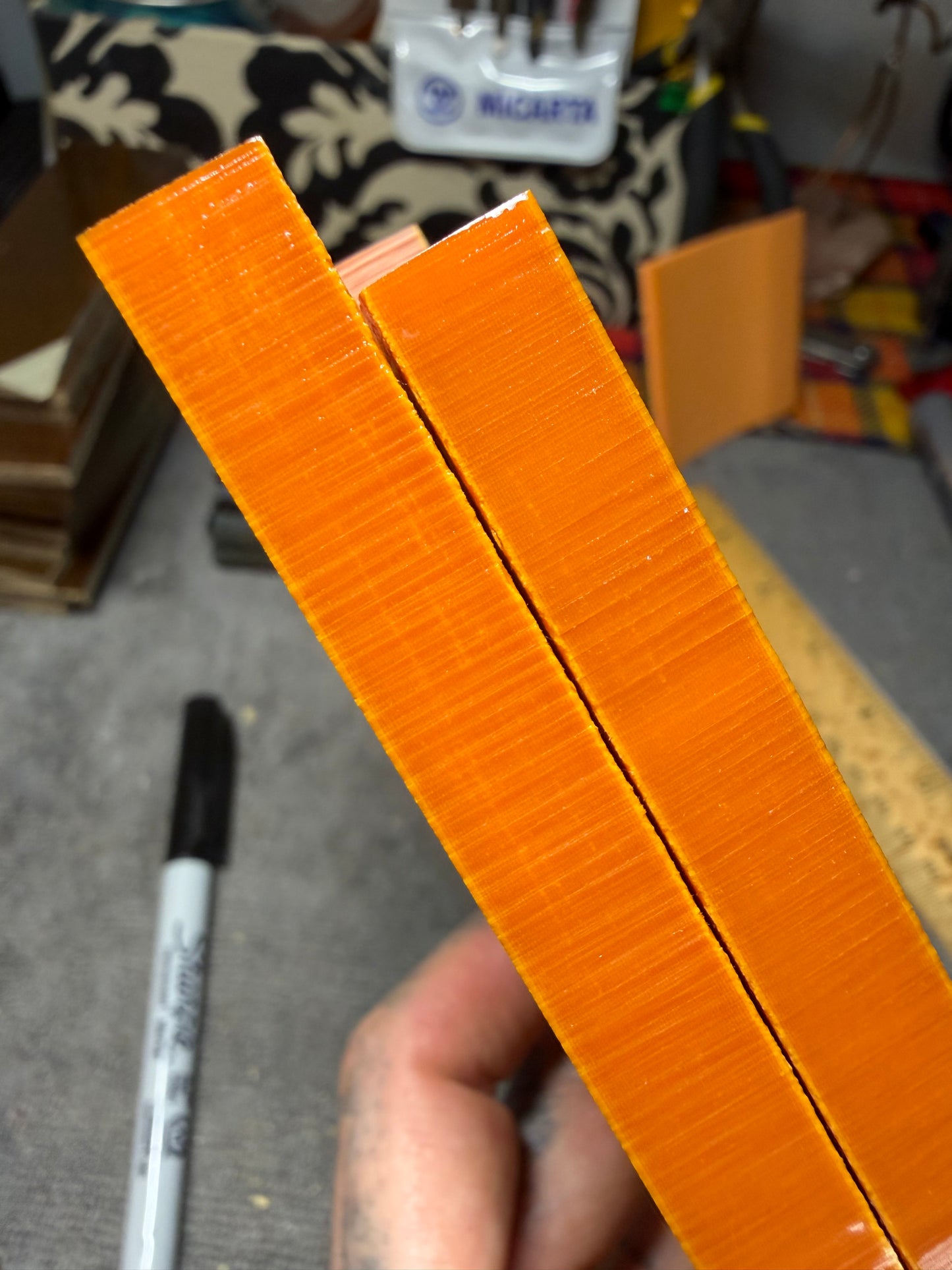 Vintage XX Orange Paper Micarta 9 7/8” x 1 1/2” x 3/8”