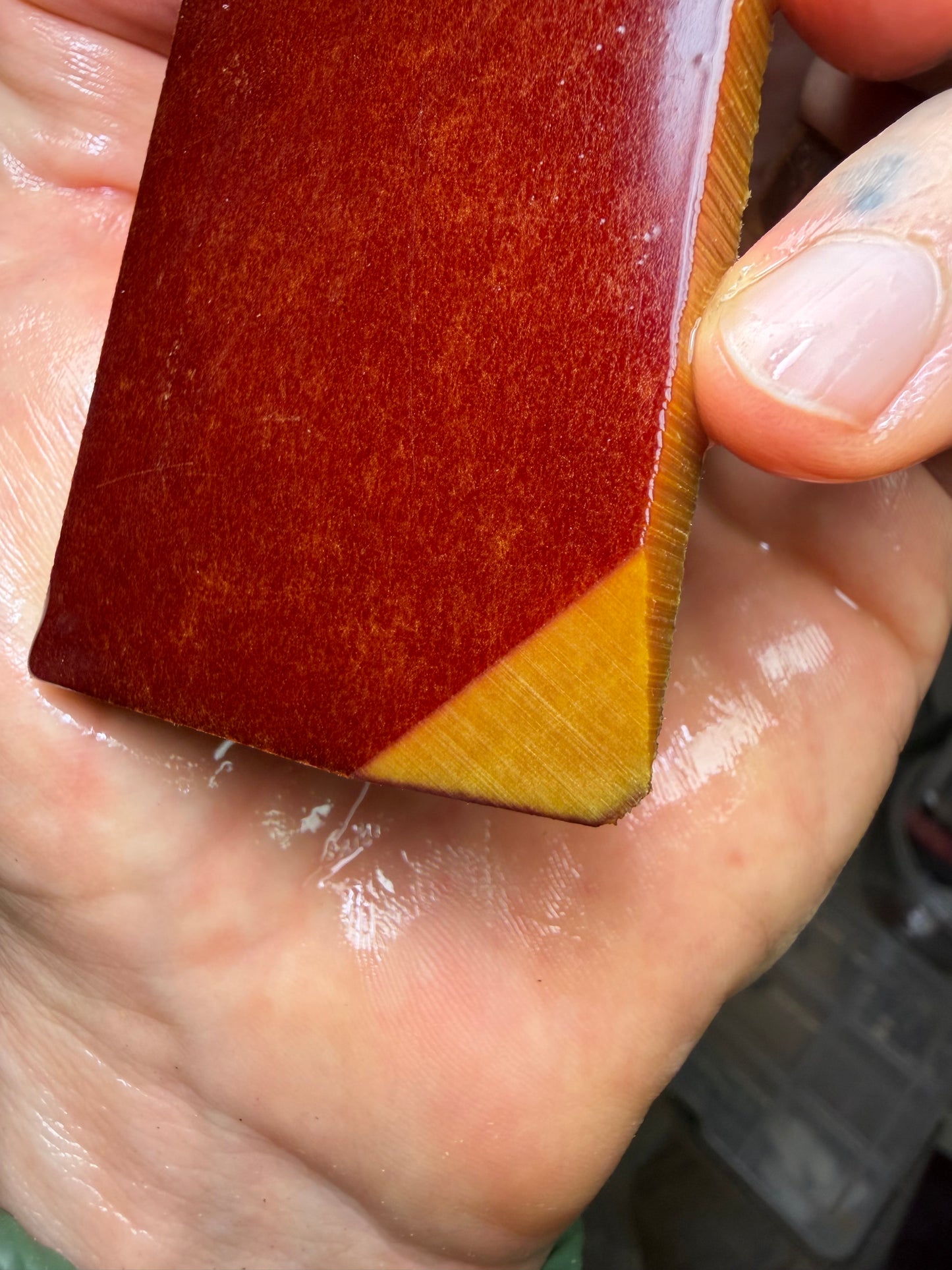Vintage Bright Butterscotch Paper Micarta 5” x 2 15/16” x .26”