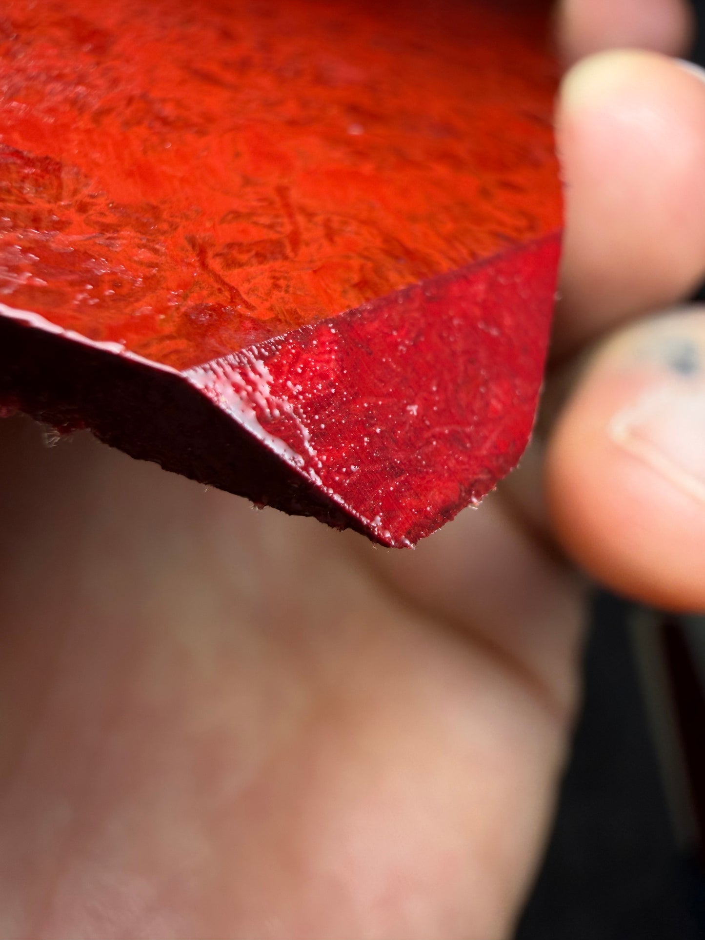 Vintage Bright Red Rag Micarta 5” x 3” x .14+”