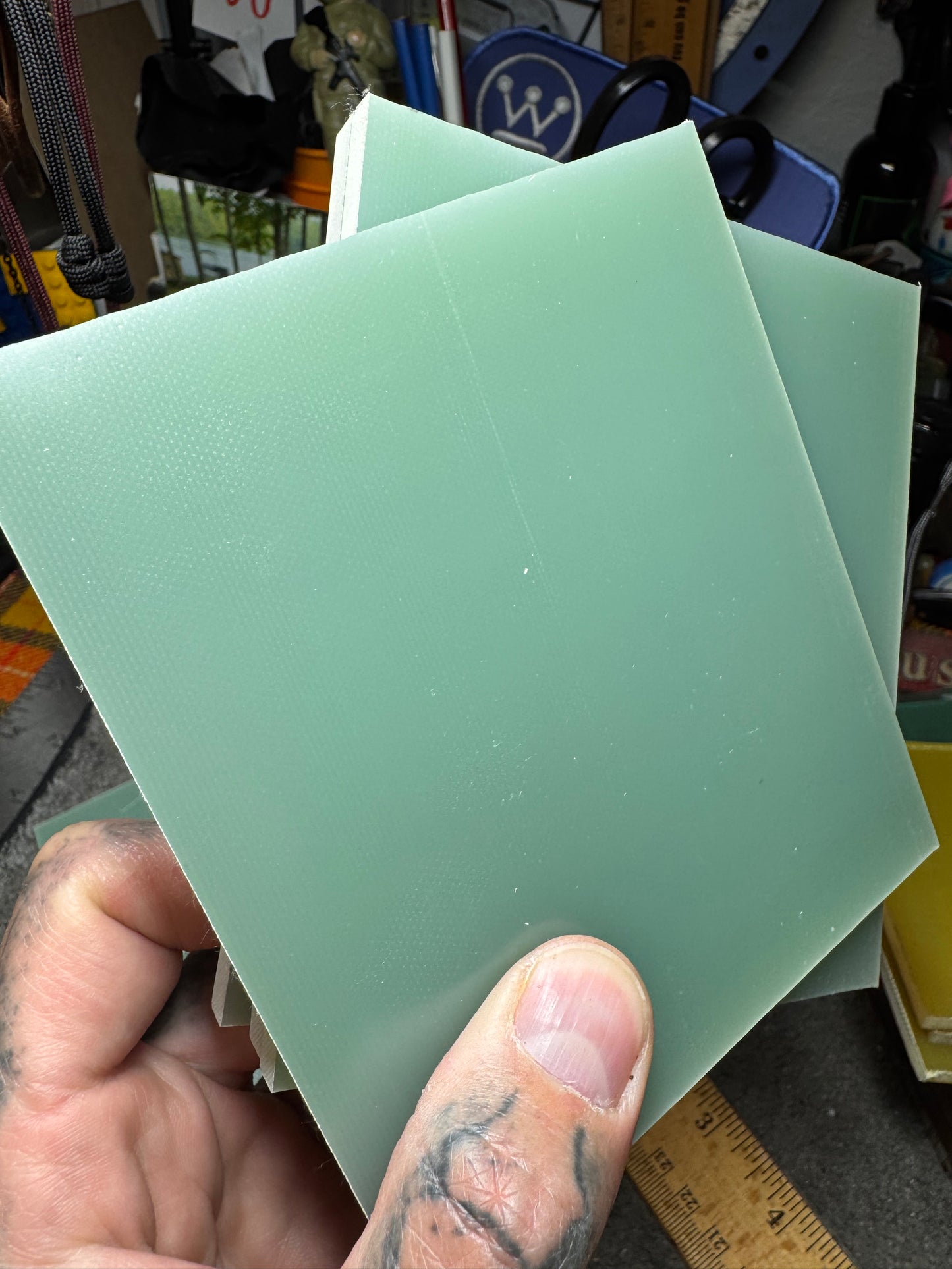 Vintage Seafoam G10 5” x 4 1/4” x 1/4”