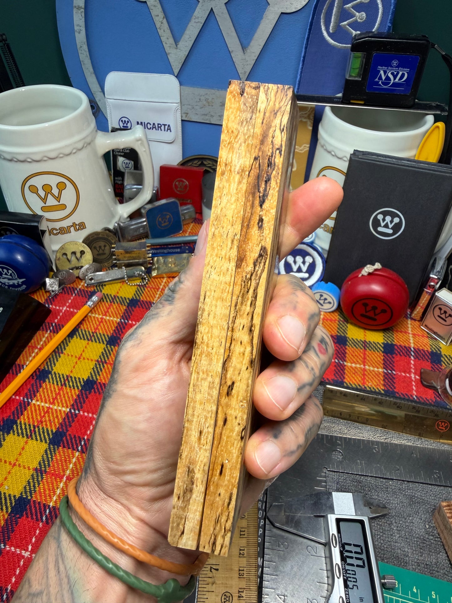 Spalted Curly Koa Scales SK1 5 7/8”x1 15/16”x.39”