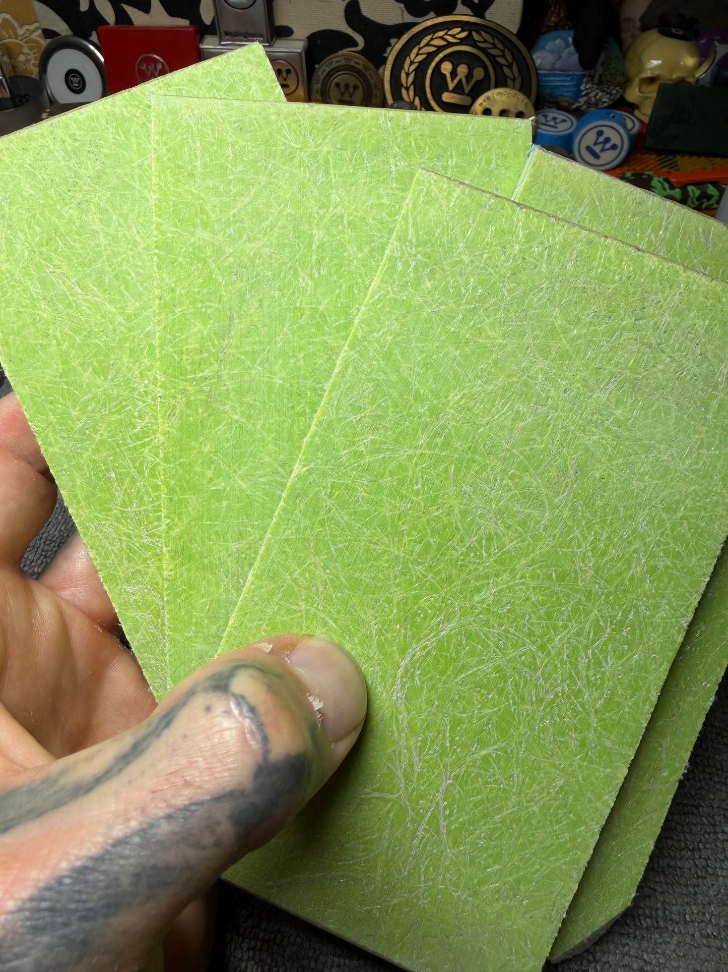 Vintage Green Layered Spun Glass 5” x 2 15/16” x 1/4”