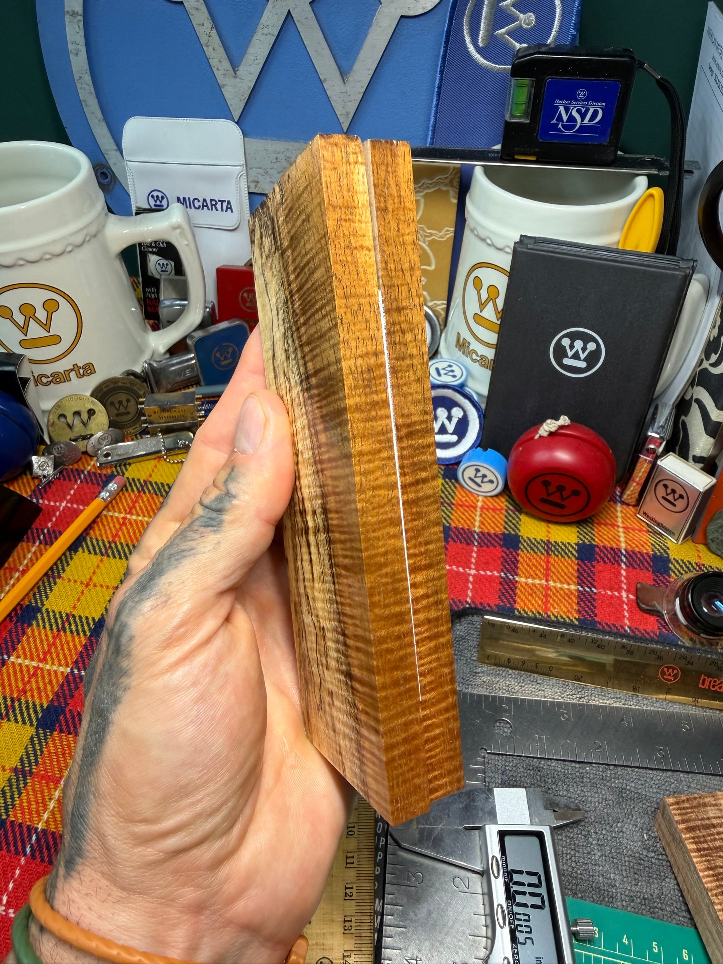 Spalted Curly Koa Scales SK1 5 7/8”x1 15/16”x.39”