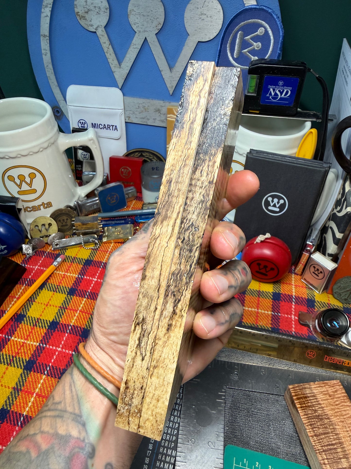 Spalted Curly Koa Scales SK3 6 1/2”x2 1/4-3 1/8”x.44
