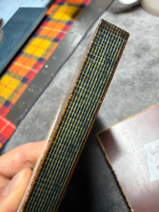 Vintage Westinghouse Layered Linen (Black/Tan) 5" x 2 7/8" x .36"