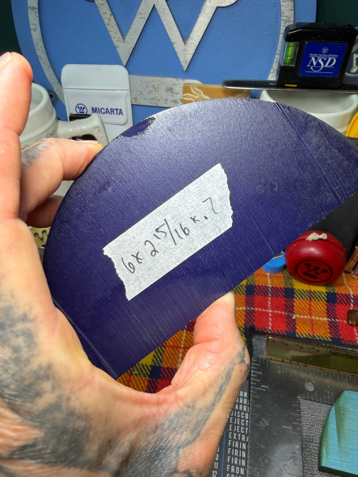 Antique Dark Blue Bakelite Block 6" x 2 15/16" x .7"