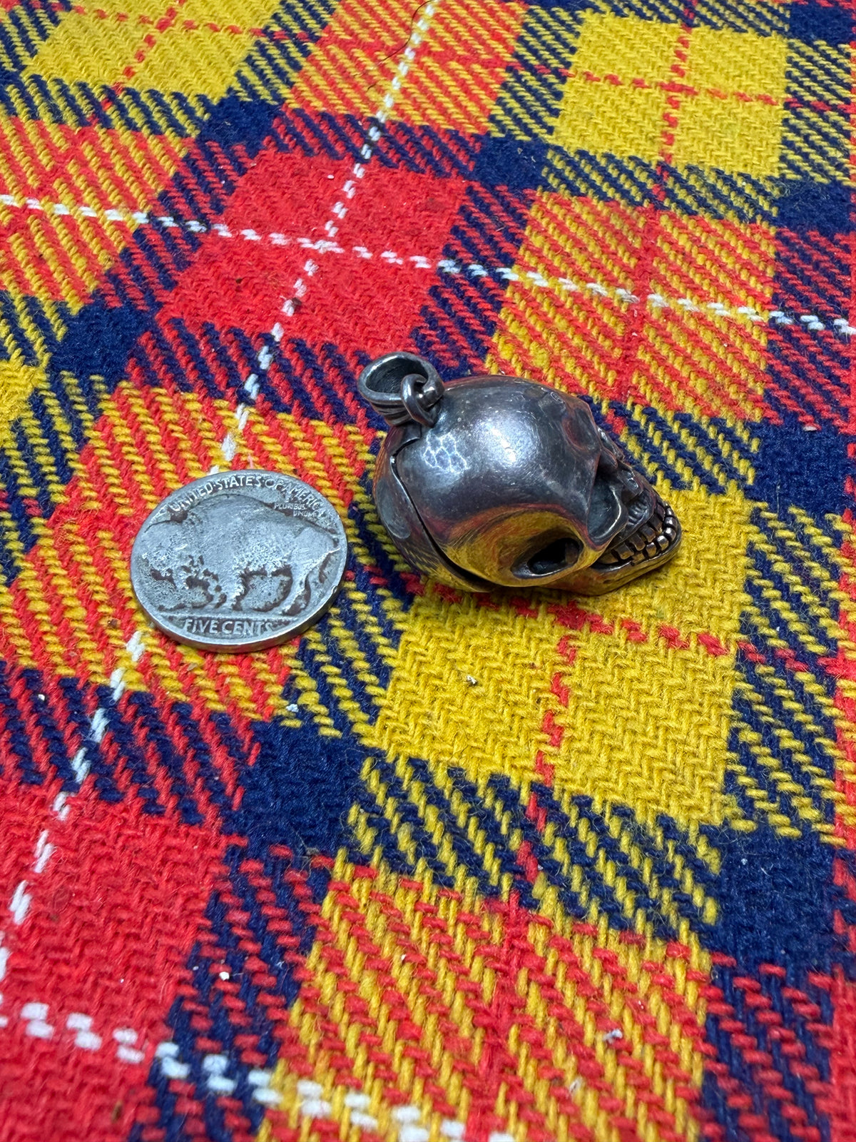 Sterling Silver Skull Stash Box Pendant