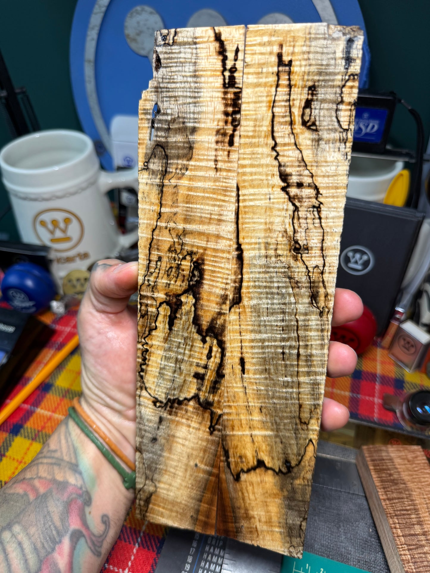 Spalted Curly Koa Scales SK4 8 1/2-10 1/2”x1 7/16-2”x.33