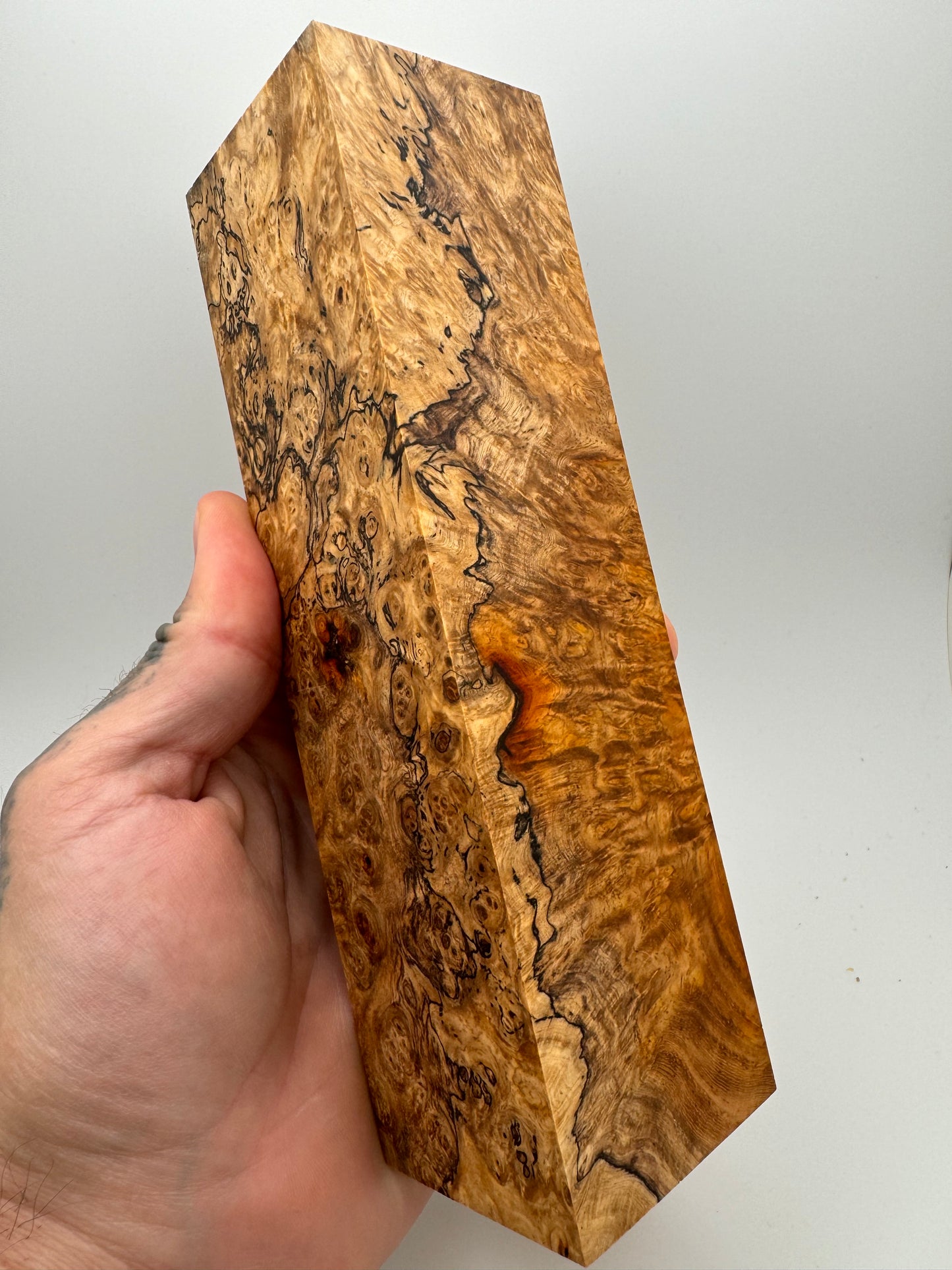 Stabilized Spalted Amboyna Burl Block (3) 7 1/4” x 2” x 2”