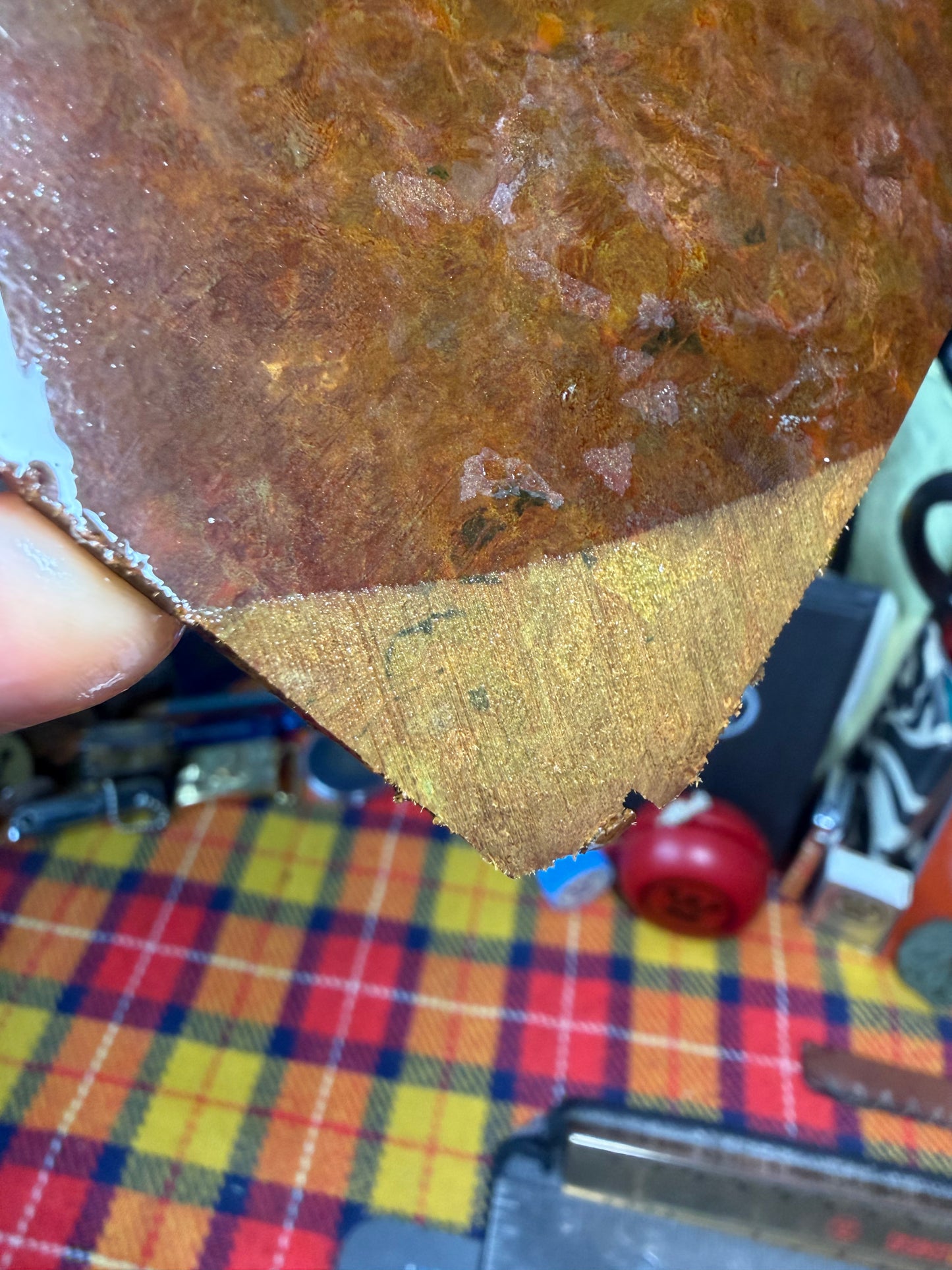 WWII German Butterscotch/Gold Rag Micarta BSG1 7 3/4”x4 3/8”x.14+”